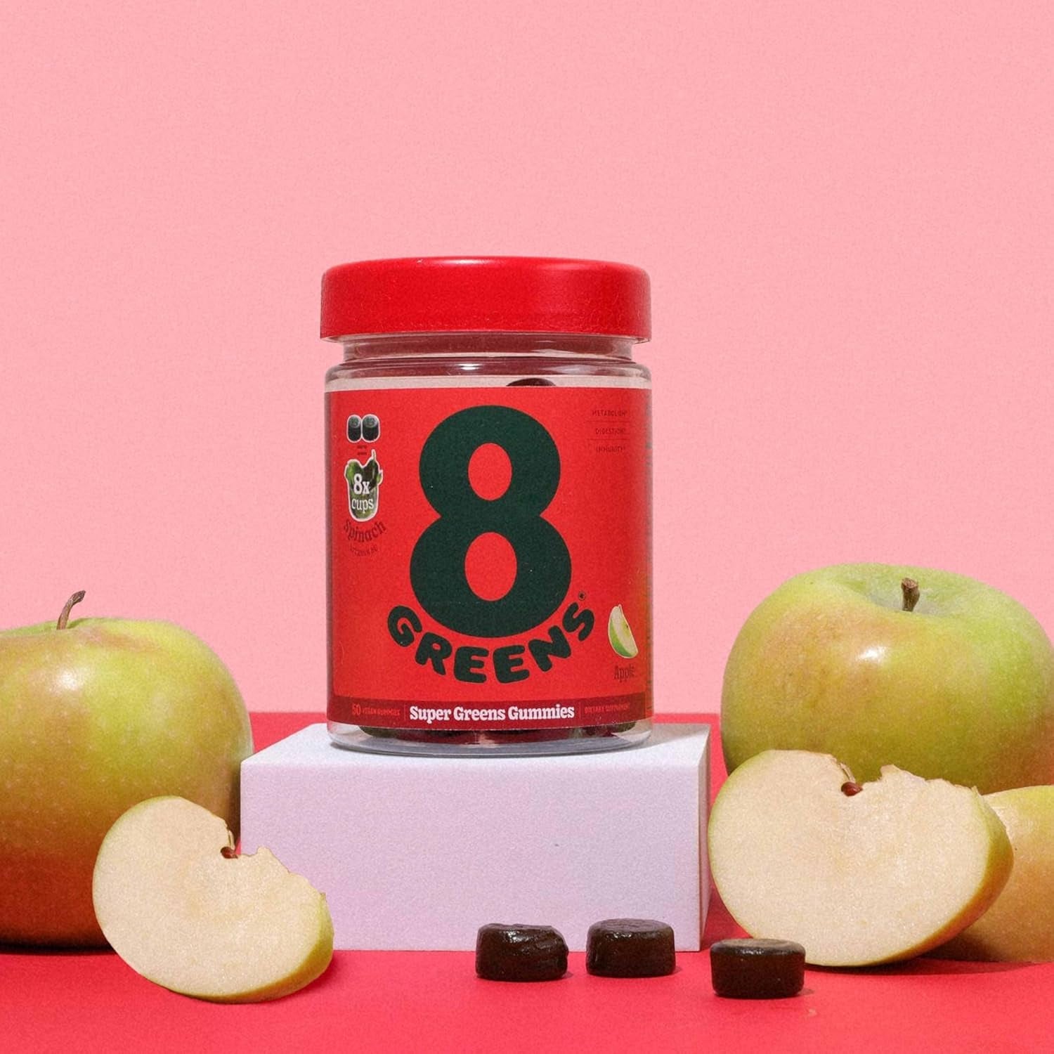 8Greens Supergreens Gummies - Apple Flavor, 50 Gummies