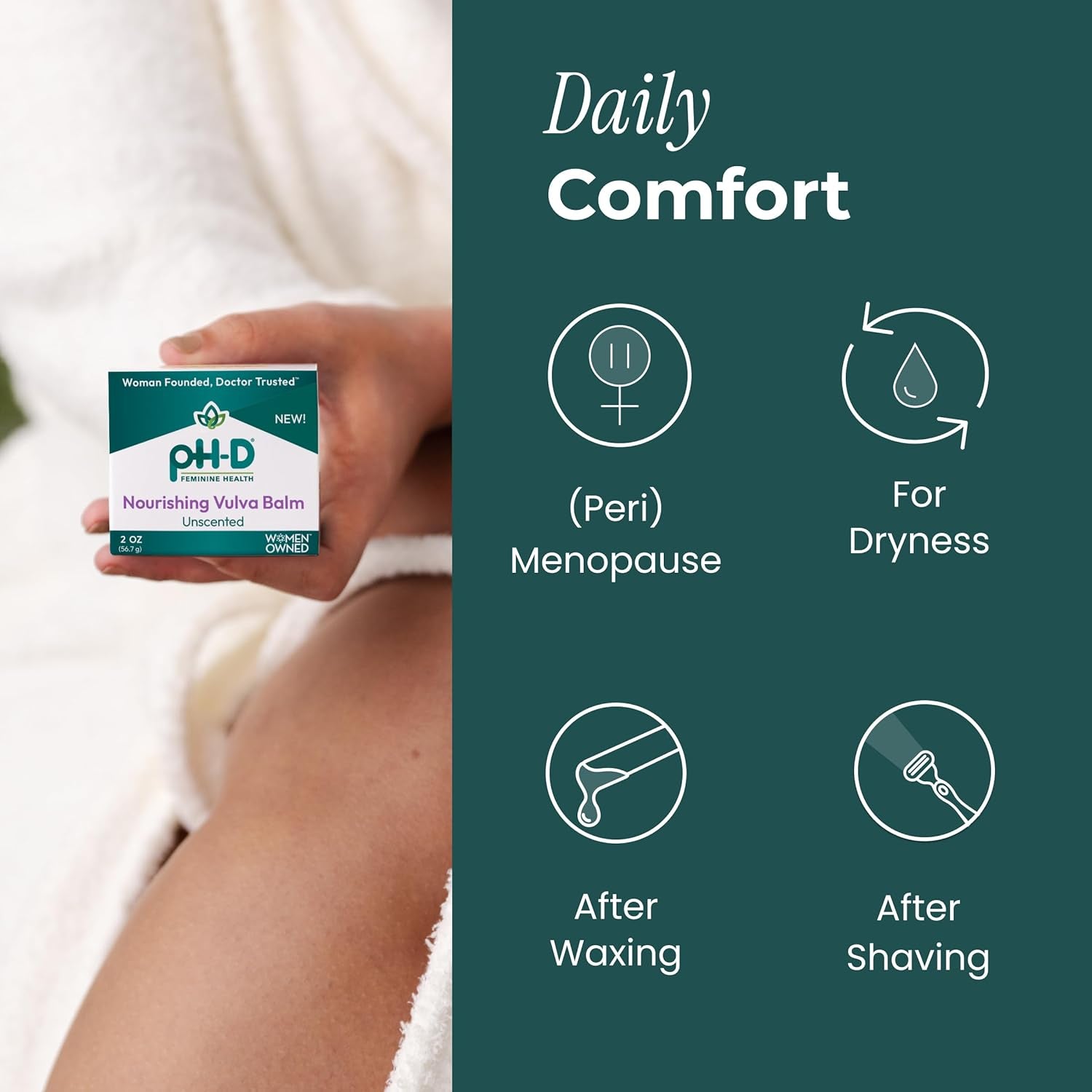 pH-D Feminine Health Nourishing Vulva Balm – Intimate Moisturiser for Vulvar Dryness & Menopause Support | 60ml