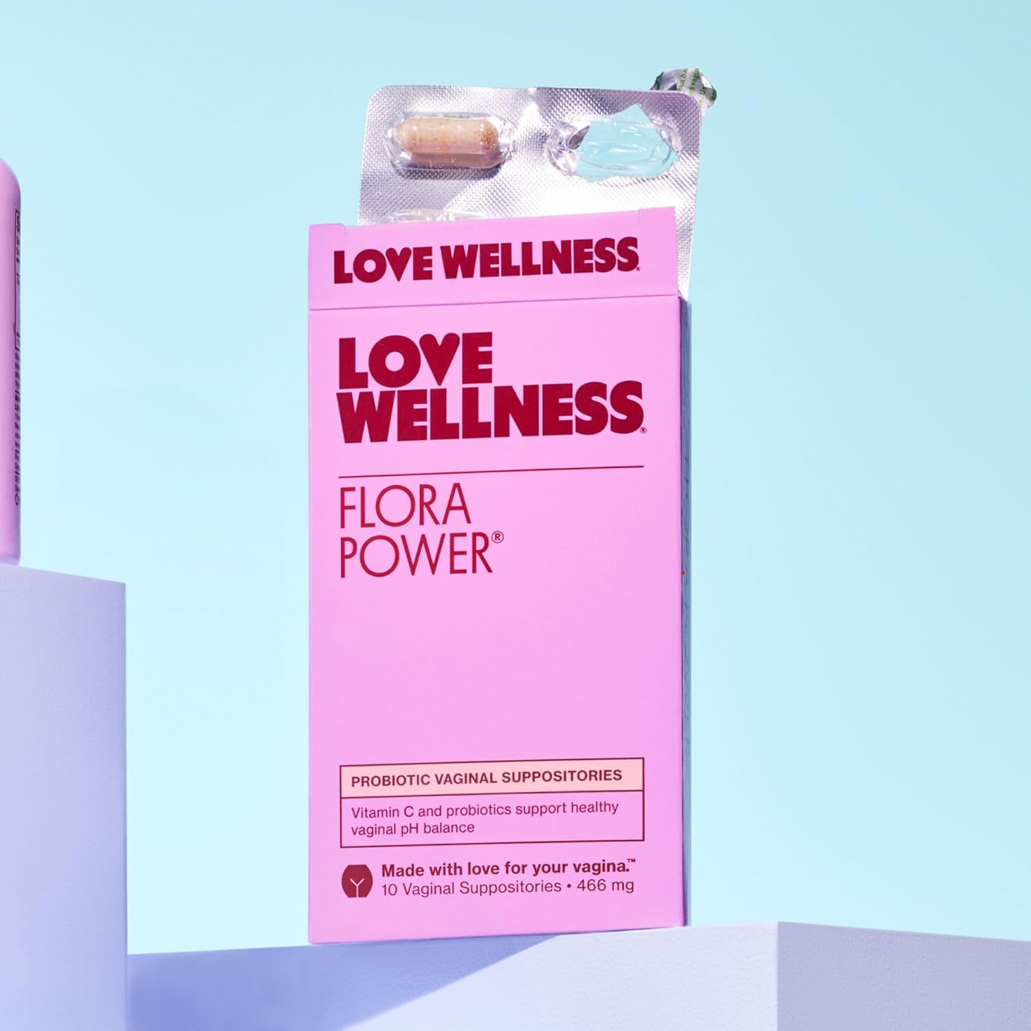 Love Wellness Flora Power | Vaginal Probiotic Suppositories with Vitamin C | Supports Ph Balance & Vaginal Health | Fragrance-Free, Non-Gmo & Paraben-Free | 10 Count