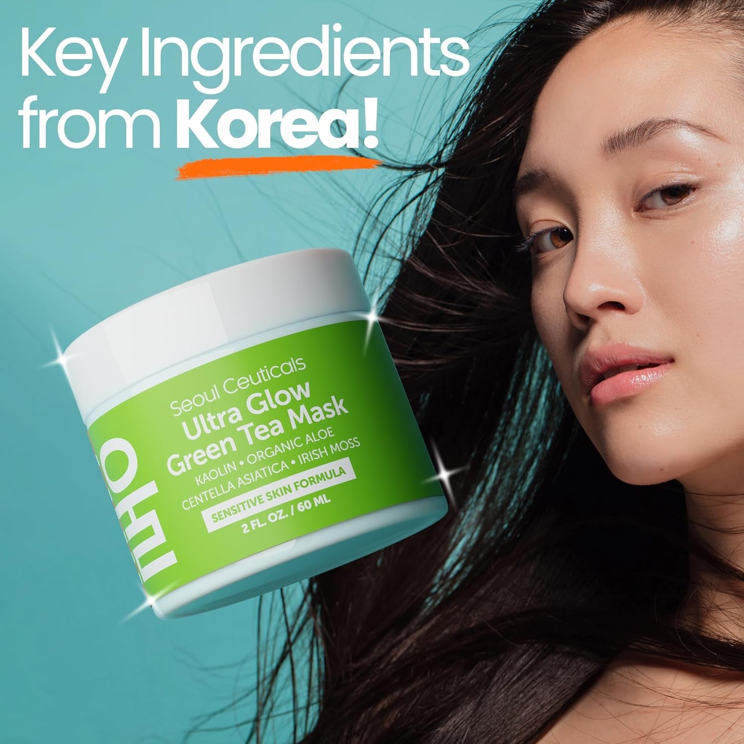 SeoulCeuticals Korean Green Tea & Centella Asiatica Face Mask – Aloe Vera Hydrating Wash-Off Mask for Sensitive Skin | 60ml | K-Beauty