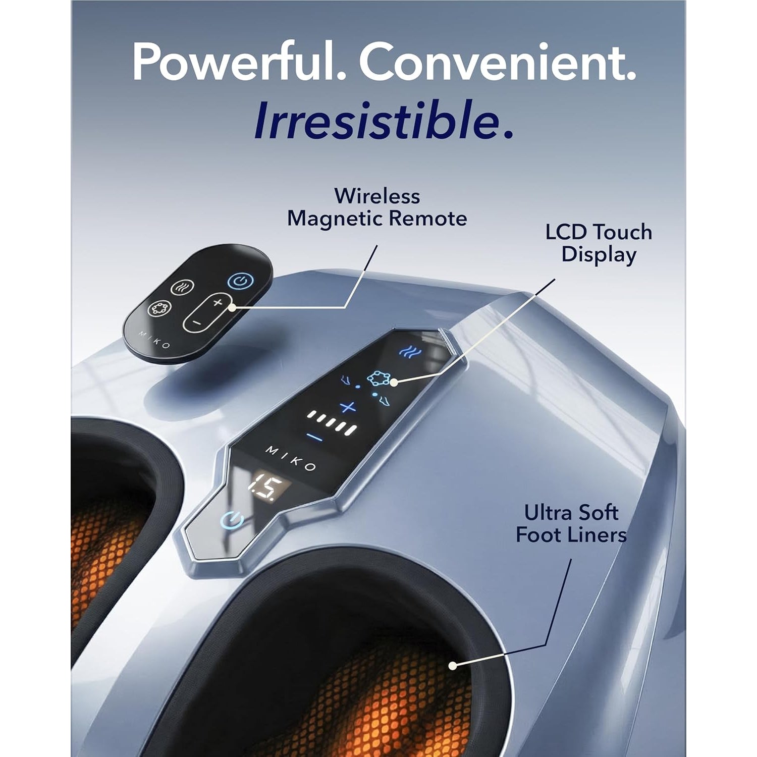 MIKO Foot Massager Machine - Deep Kneading, Shiatsu, Air Compression, and Heat Therapy - Plantar Fasciitis, Diabetics, Neuropathy, Fits up to Men Size 12