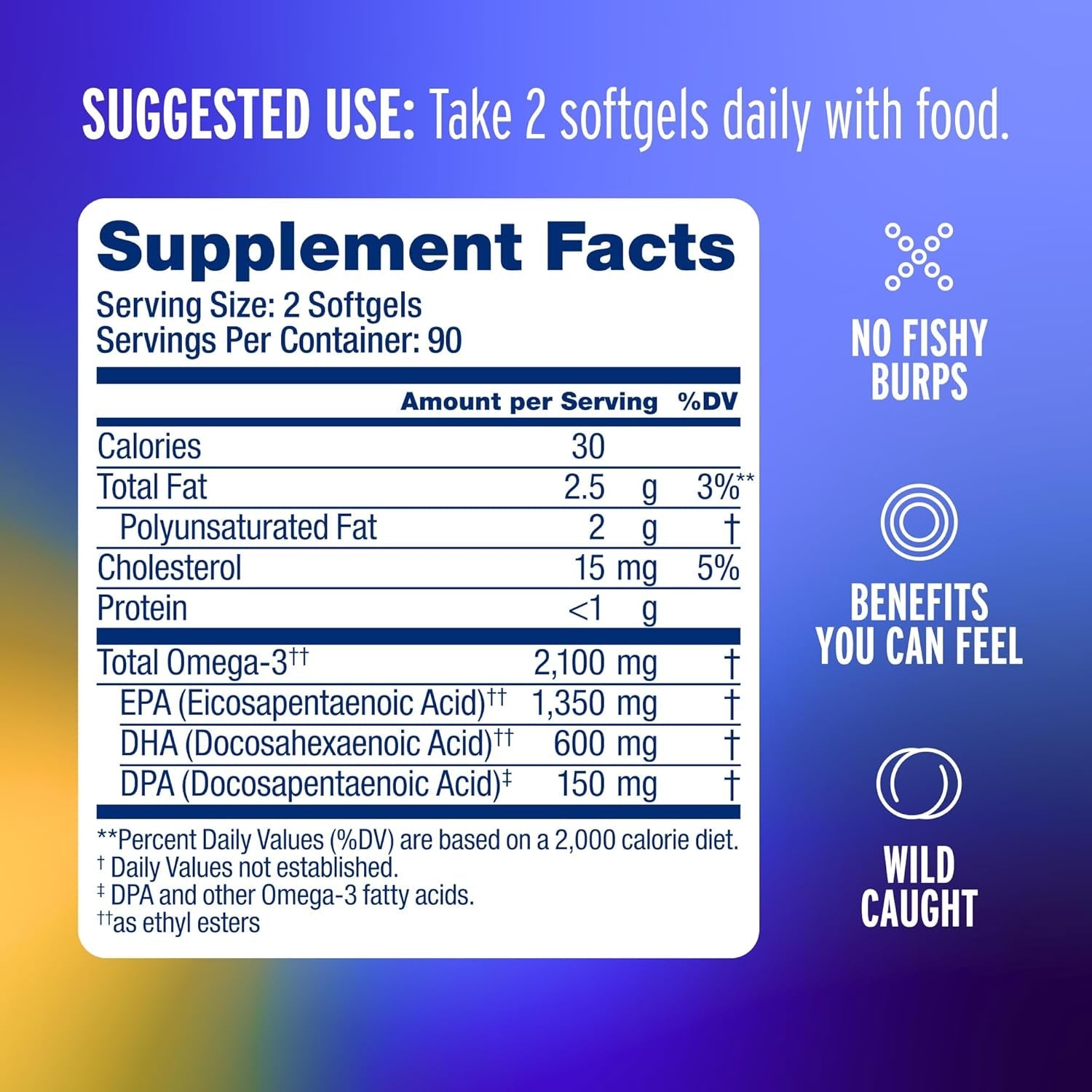 Professional Omega-3 2100 – 180 Ct – Triple Strength Burpless Fish Oil Supplement with High-Potency EPA, DHA, DPA – Wild-Caught – Orange Flavor (90 Servings)