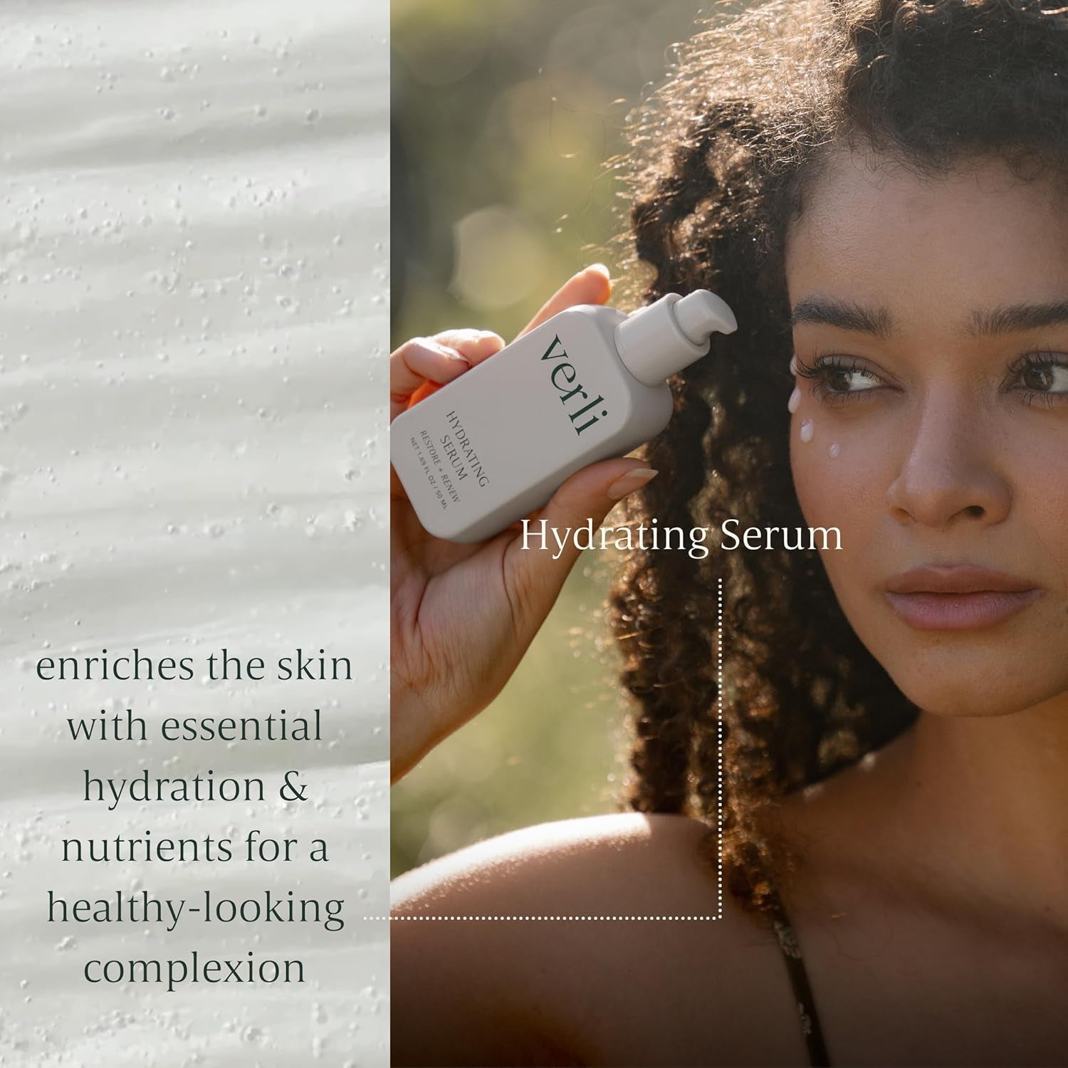 Verli Hydrating Face Serum with Snow Mushroom & Beta-Glucan | Moisturizing Botanical Skincare for Skin Barrier Repair & Plumping | Clean Daily Face Serum | Hyaluronic Acid Alternative, 1.69 Fl Oz
