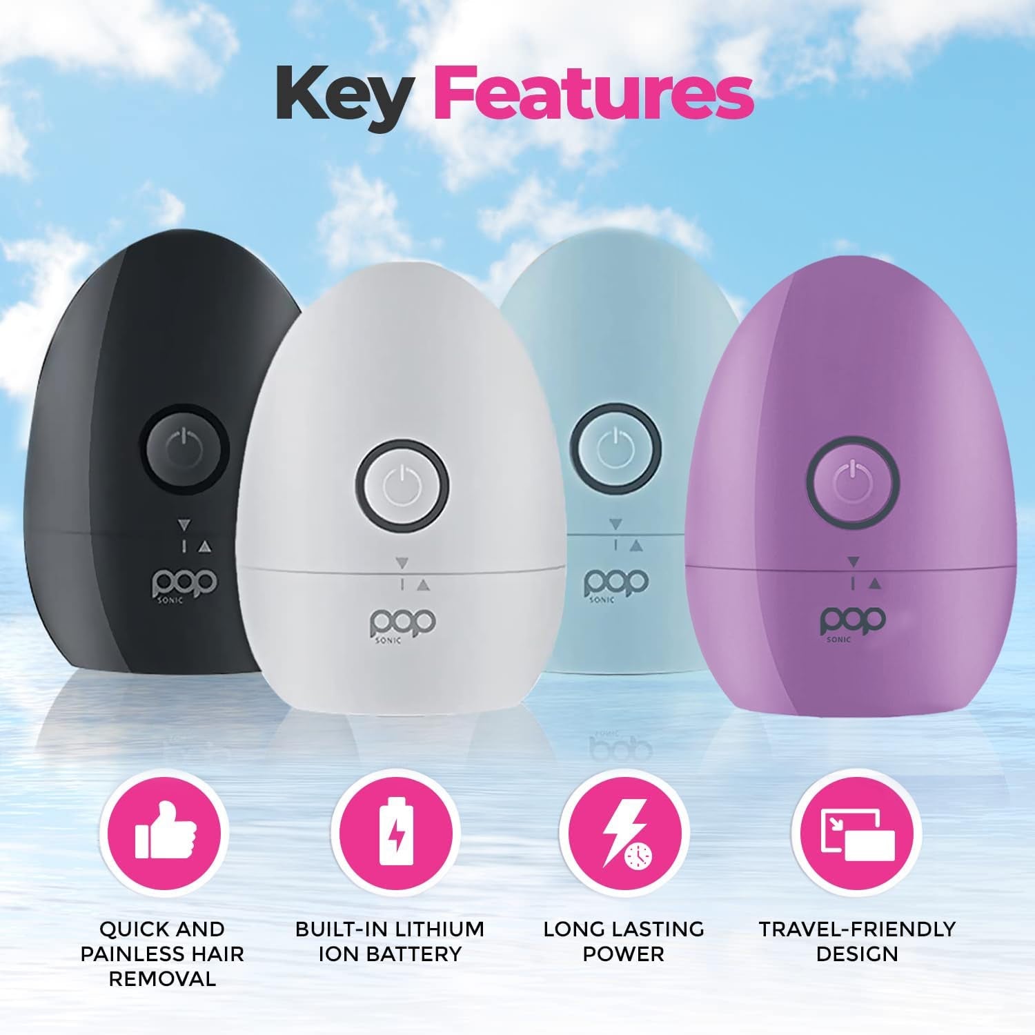 Pop Sonic Moon Shaver (Lavender) | Ergonomic 3-Head Rotary Shaver for Silky Smooth Skin