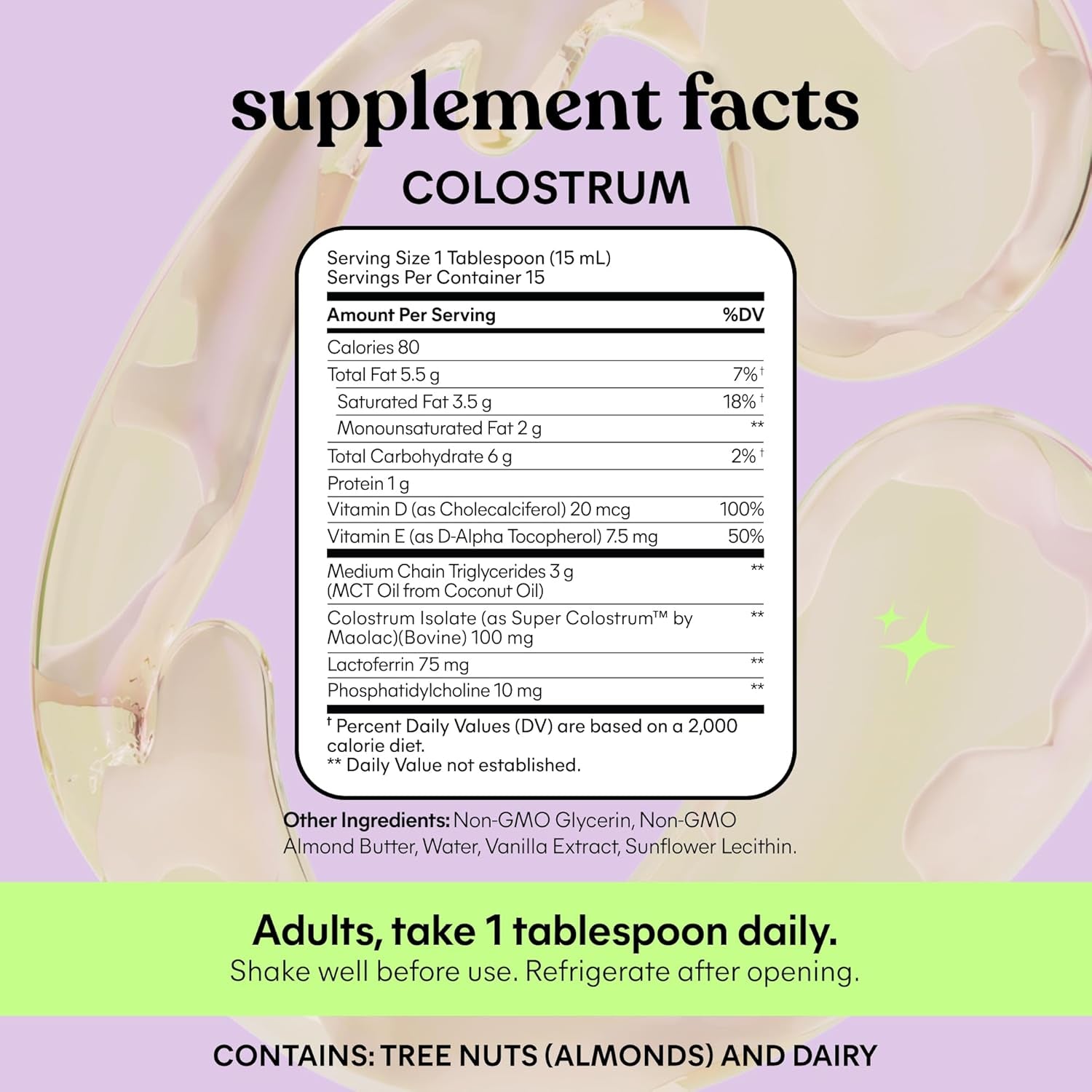 Colostrum Coffee Creamer for Gut, Skin, Hair & Healthy Aging, Sugar Free Liposomal & Grass Fed 1G Colostrum W/Lactoferrin, MCT Oil, Immunoglobulins, Vanilla Creme Flavored