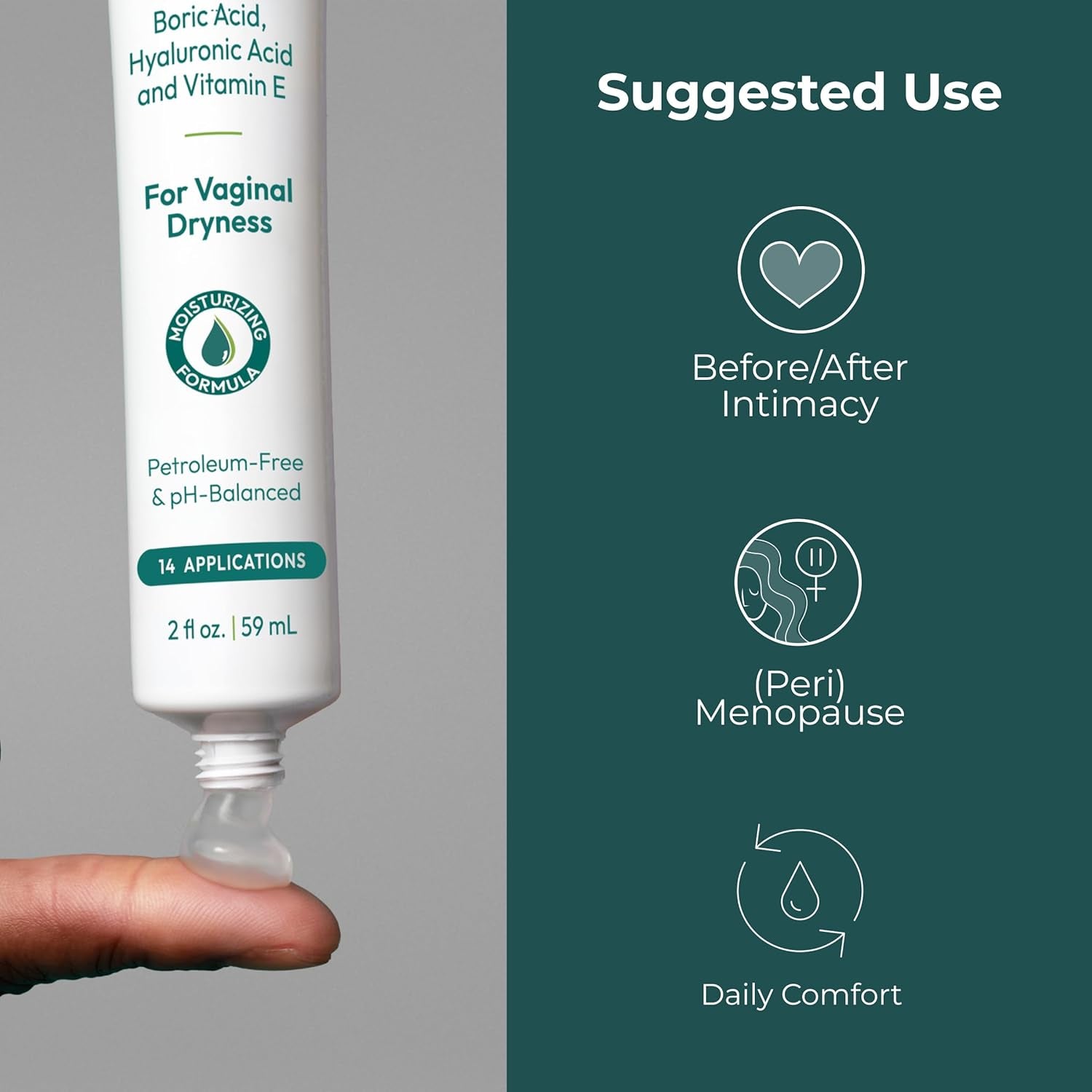 pH-D Feminine Health Boric Acid Vaginal Gel – Hyaluronic Acid & Vitamin E for Vaginal Dryness & pH Balance | Vegan | 14 Applications