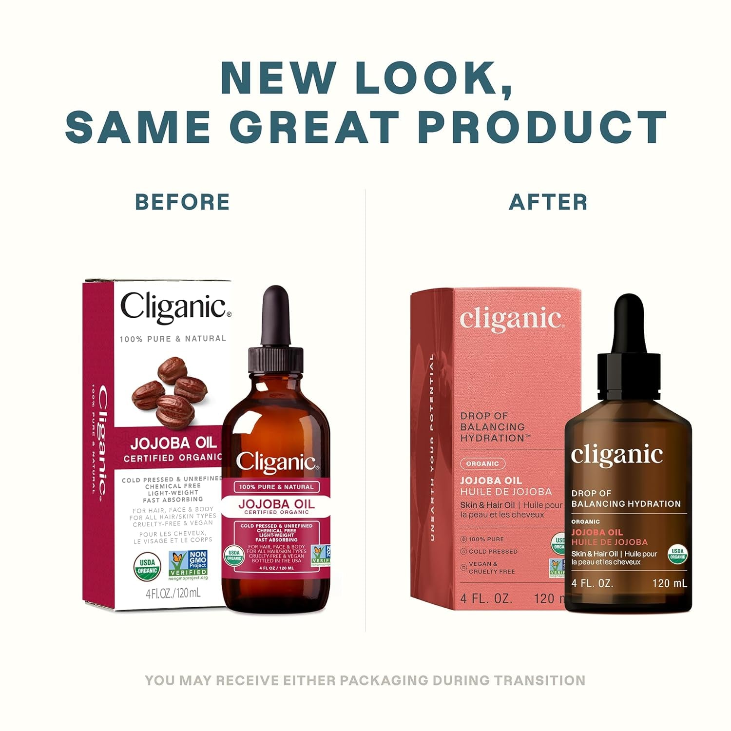 Cliganic Organic Jojoba Oil – 120ml | 100% Pure Cold-Pressed Moisturizer for Face, Hair & Body