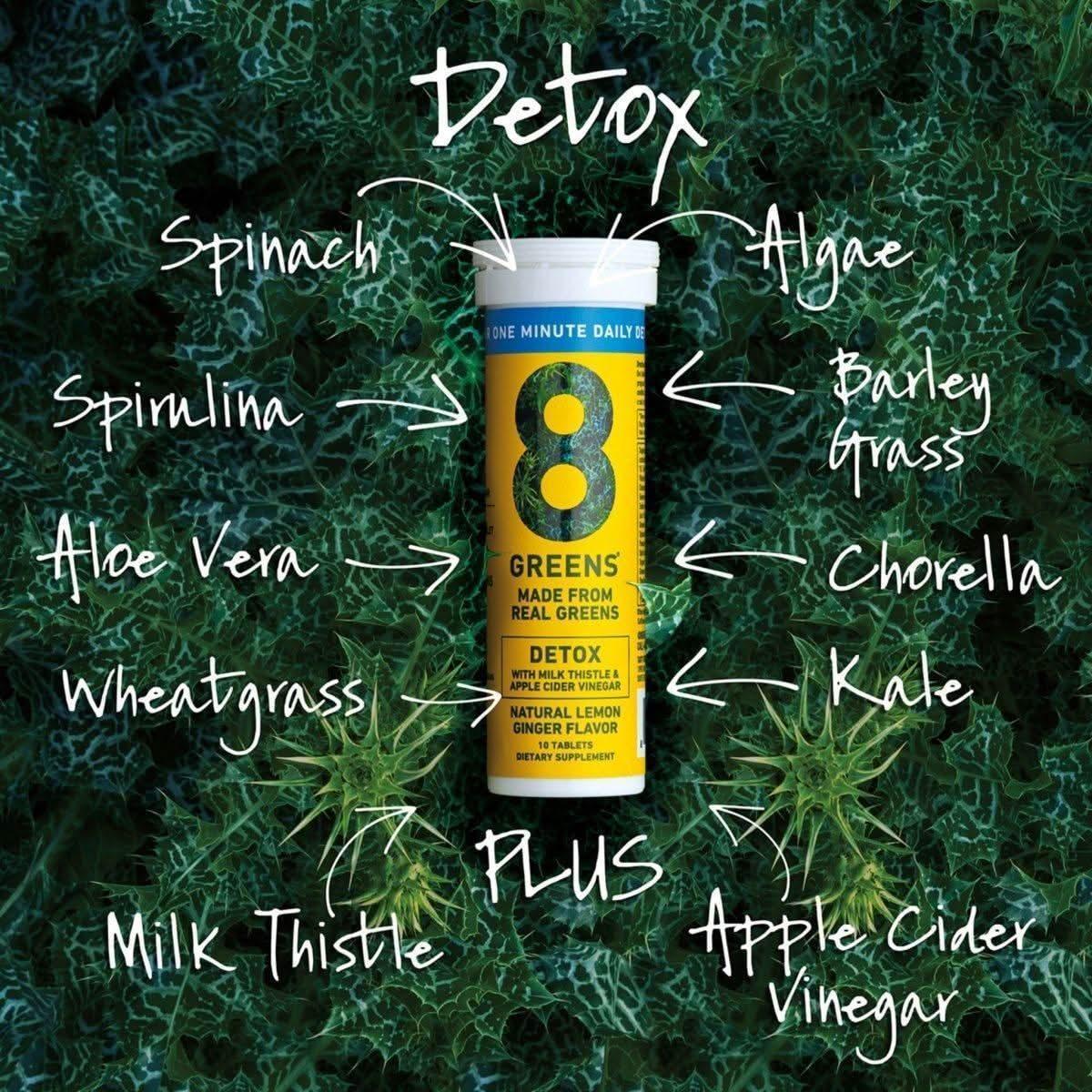 8Greens Detox Fizzy Tablet Lemon Ginger - 10 Count - Glam Global UK8Greens