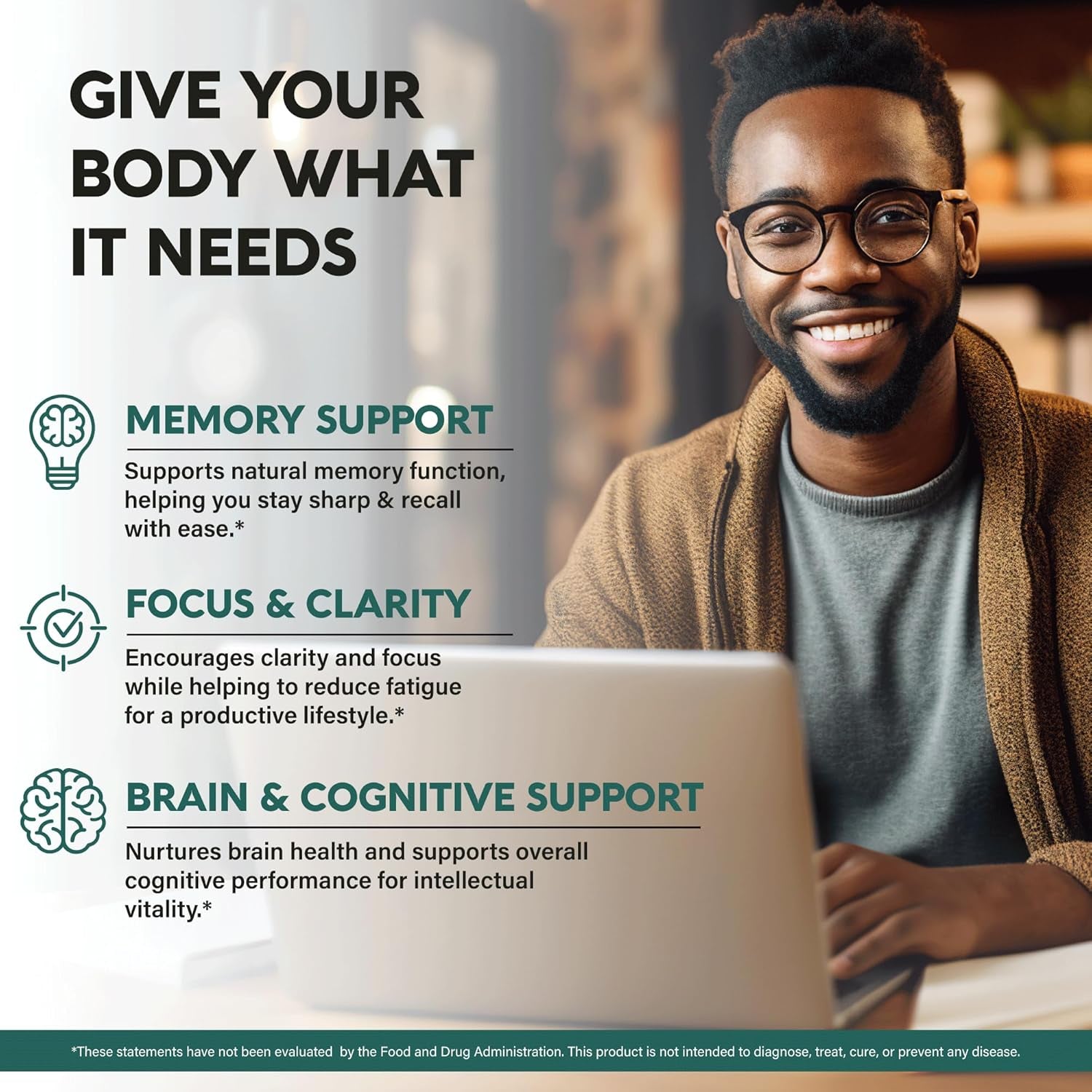 NUTRAHARMONY Lion's Mane Mushroom Supplement — 120 Capsules | High-Strength Polysaccharides | Brain, Focus & Cognitive Support