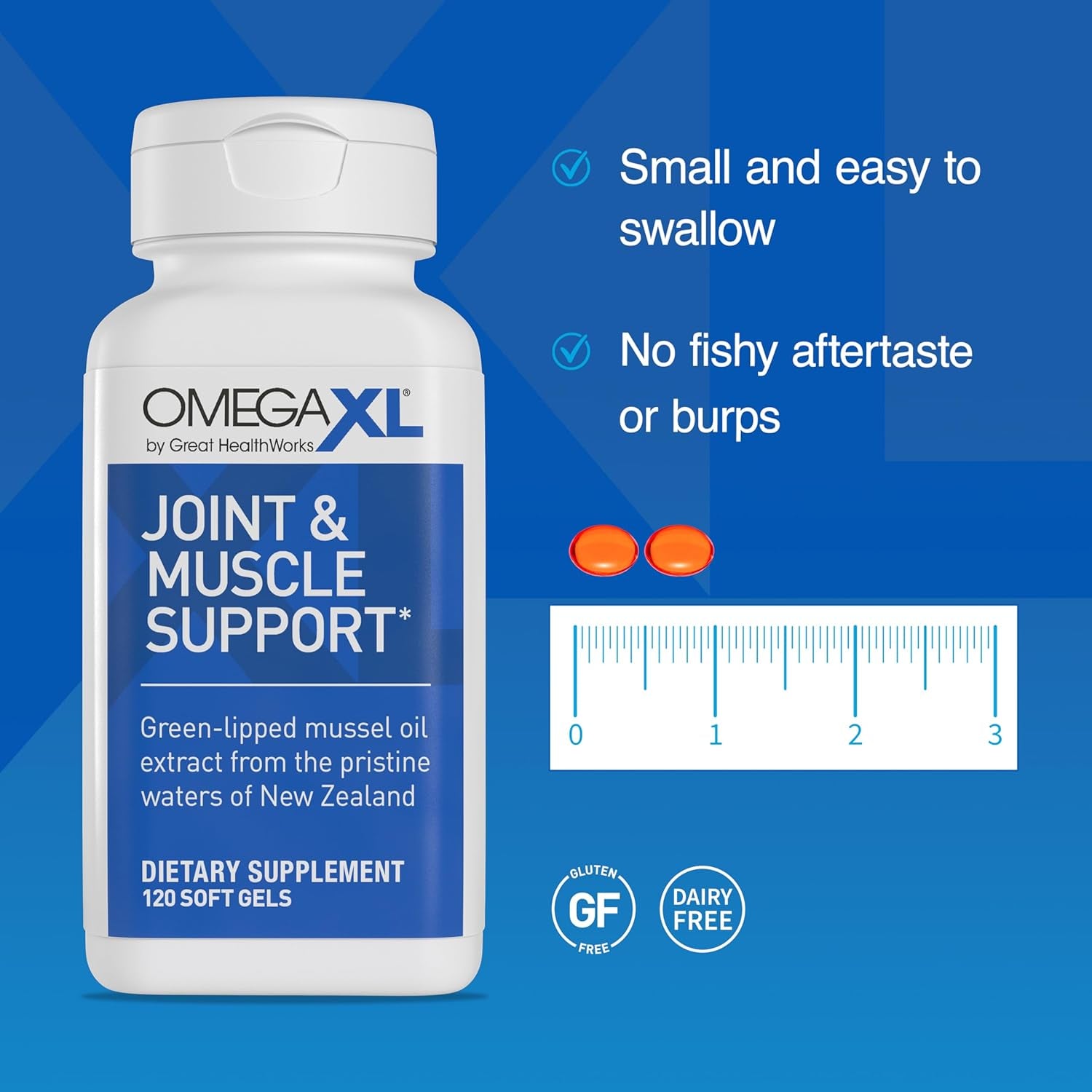 Omegaxl Joint Support Supplement, for Relief - Natural Muscle Support, Green Lipped Mussel Oil, Soft Gel Pills, Drug-Free, 60 Count