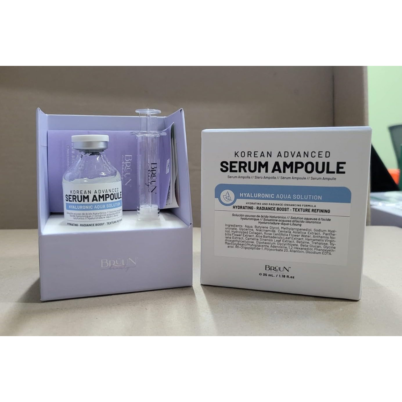 BRÜUN HY - Control Hyaluronic Aqua Solution Ampoule - a Korean Serum Booster for Face to Use as a Skin Care Serum 1.18 Fl.Oz