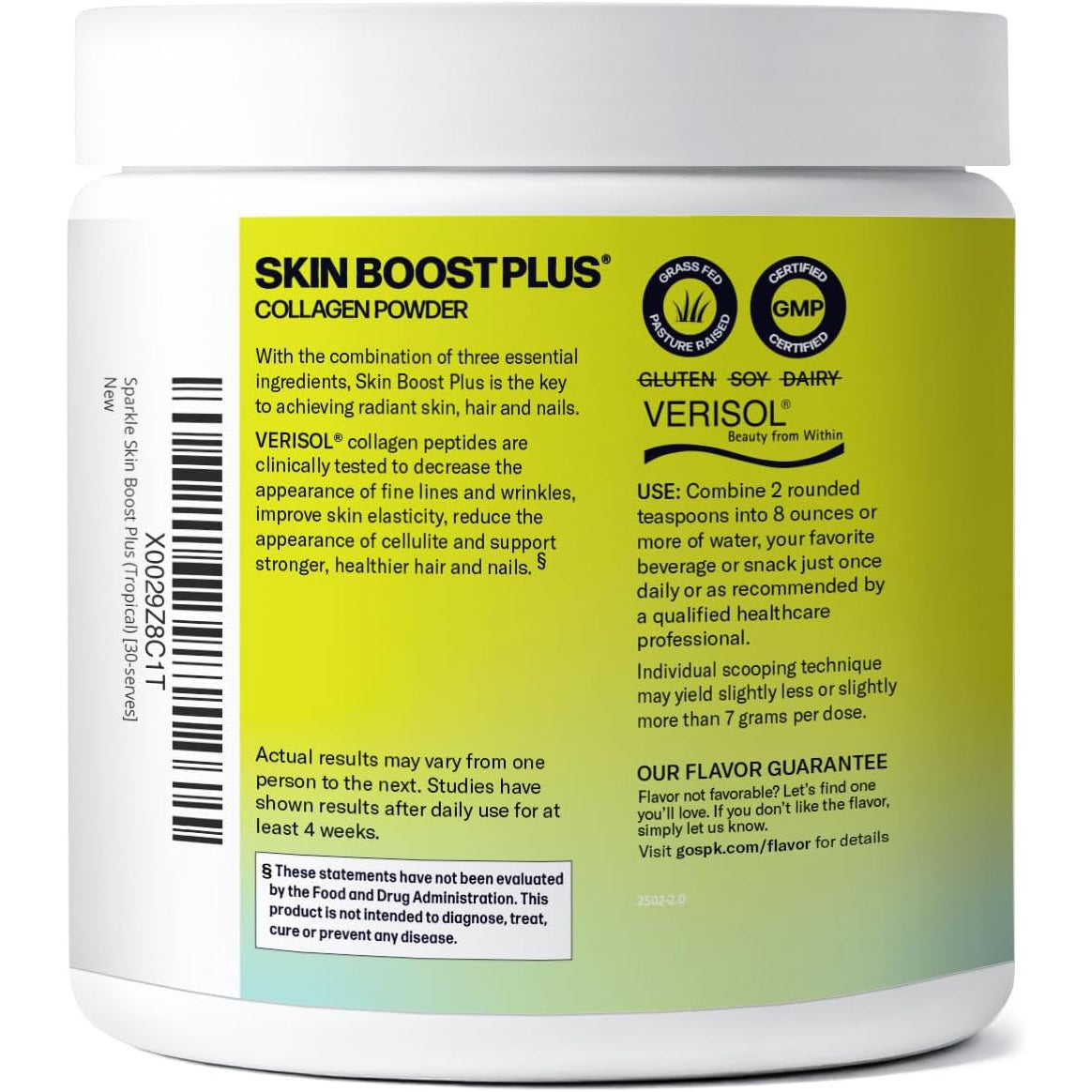 Sparkle Wellness VERISOL Bioactive Hydrolyzed Collagen Peptides | Collagen Powder Supplement with Vitamin C & Hyaluronic Acid for Hair, Skin, and Nail Health | Skin Boost plus (Tropical) [30-Serves]