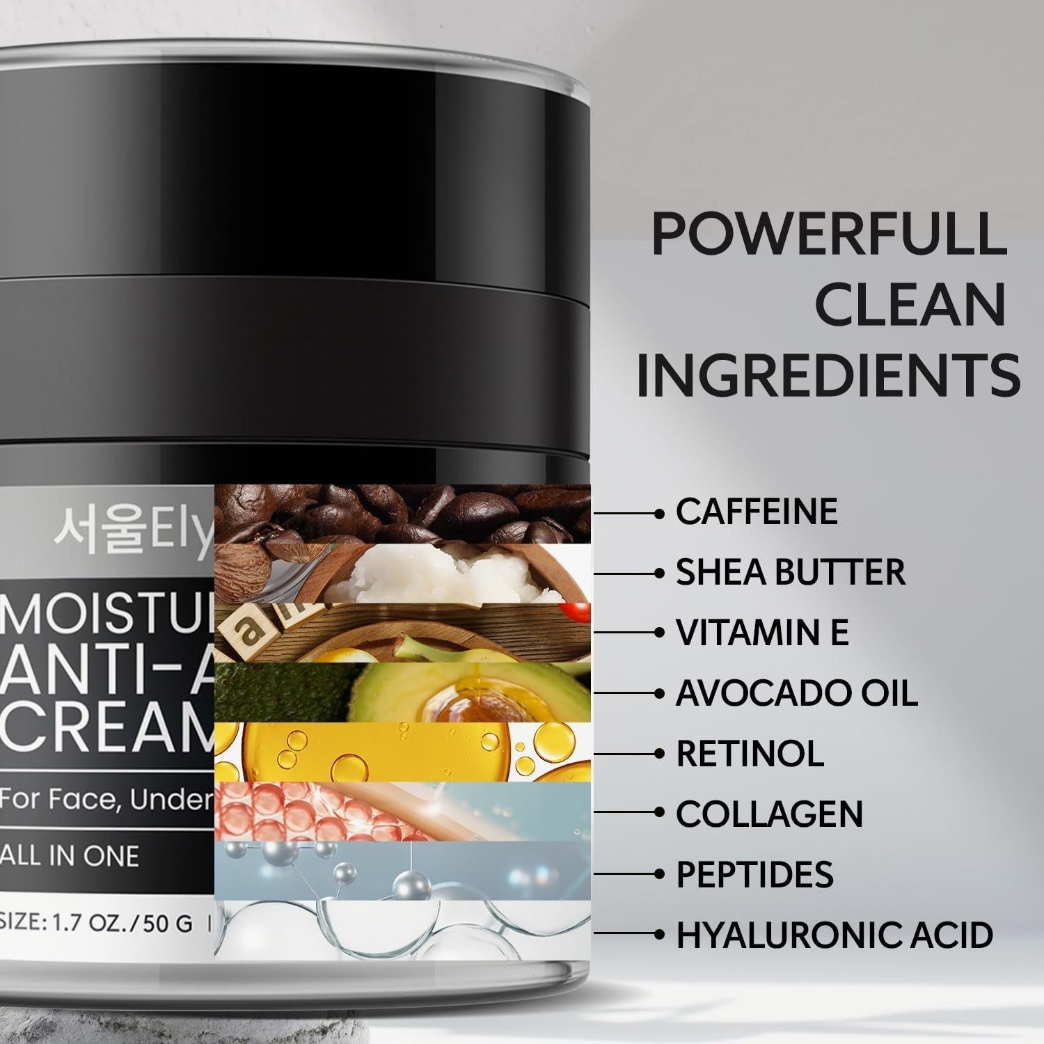 ElySeoul Moisturizing Anti-Aging Cream – 50g | 6-in-1 Skincare for Men: Hydrate, Firm, Brighten & Soothe