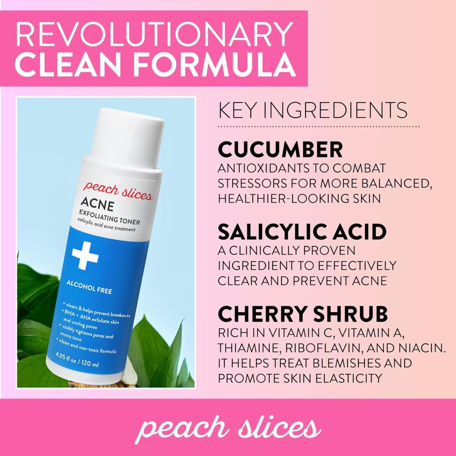 Peach Slices Acne Exfoliating Toner – 120ml | 2% Salicylic Acid for Clear, Balanced Skin