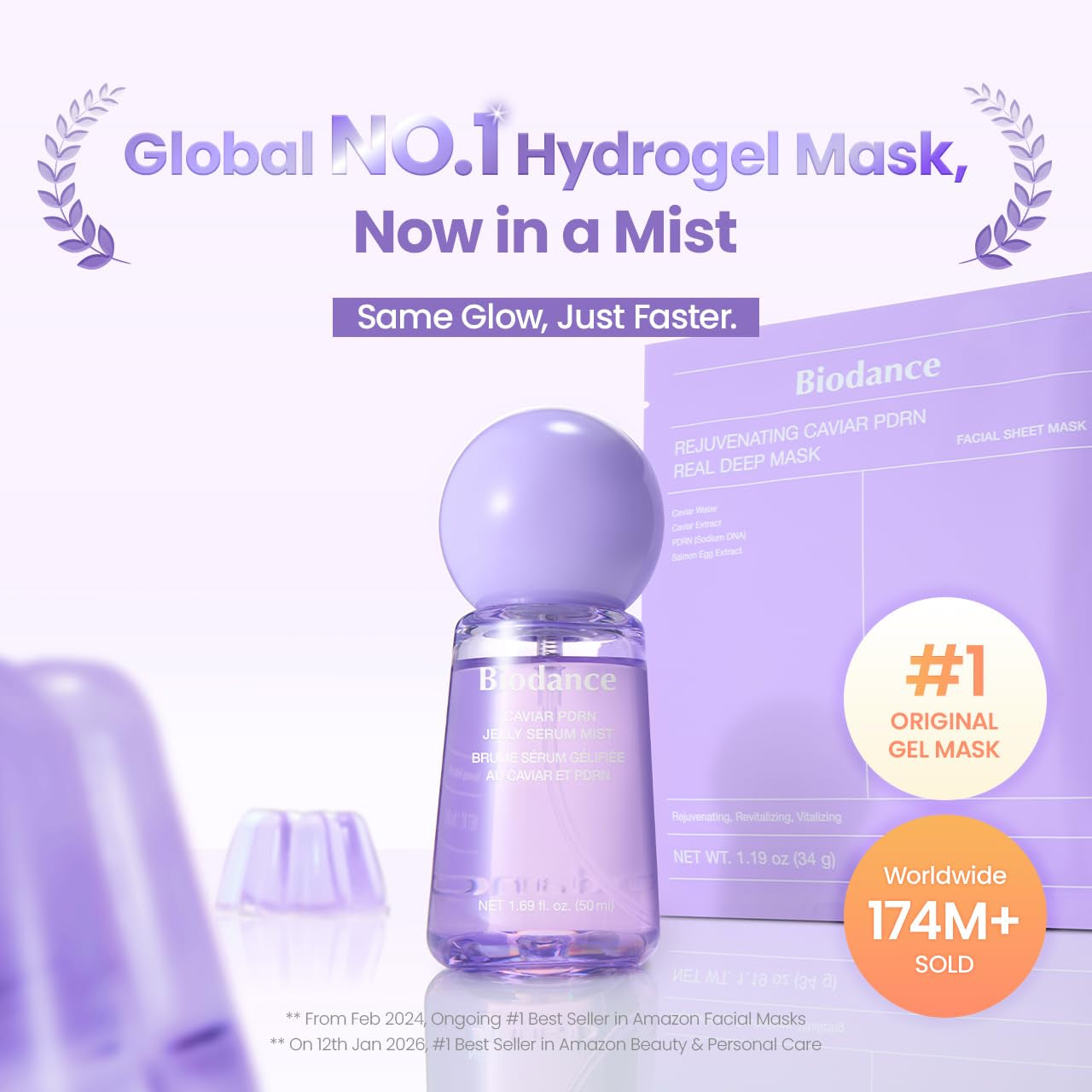BIODANCE Caviar PDRN Jelly Serum Mist – 50ml | Hydrating & Radiance Face Spray | Sprayable Hydrogel | Korean Skincare