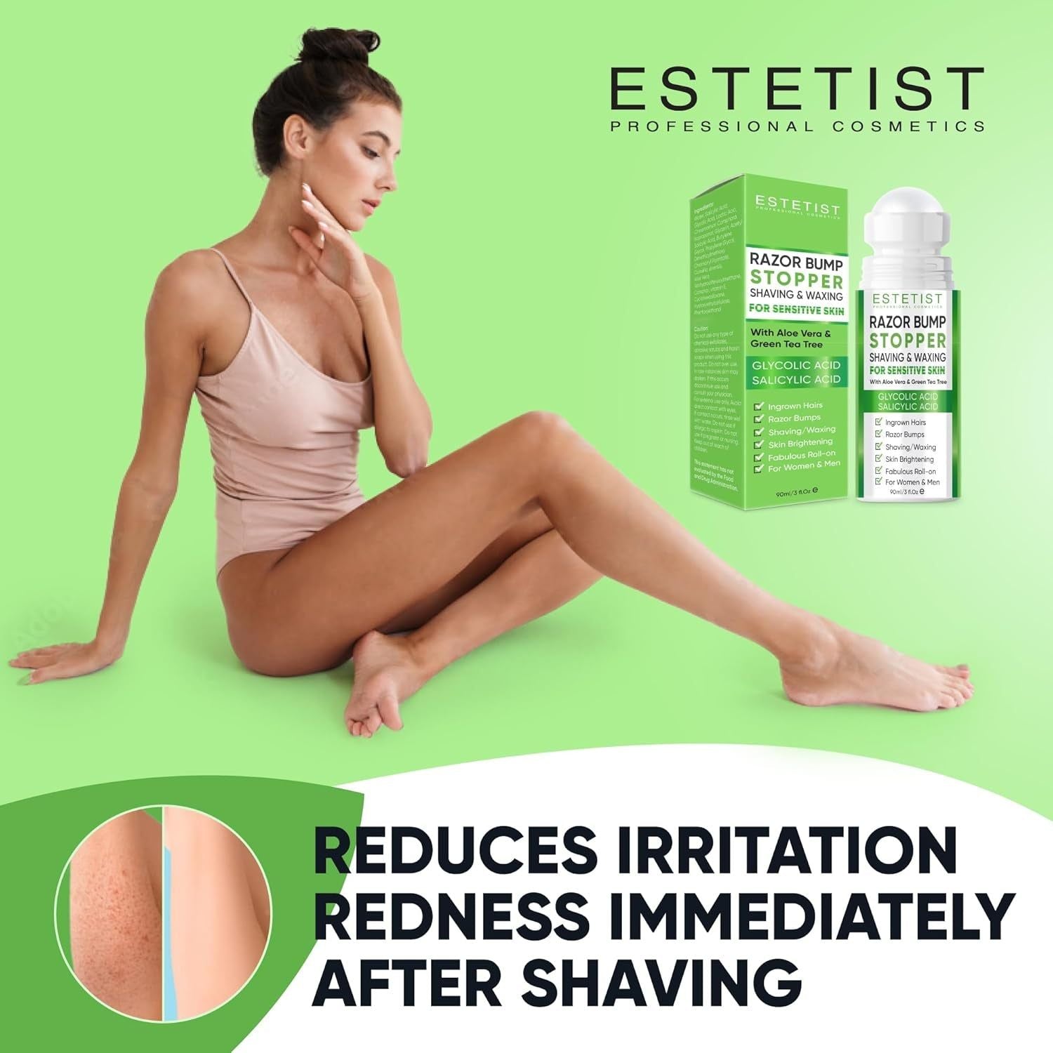 ESTETIST Razor Bump Stopper (Citrus Scent) – 90ml | Ingrown Hair & Razor Burn Solution for Sensitive Skin