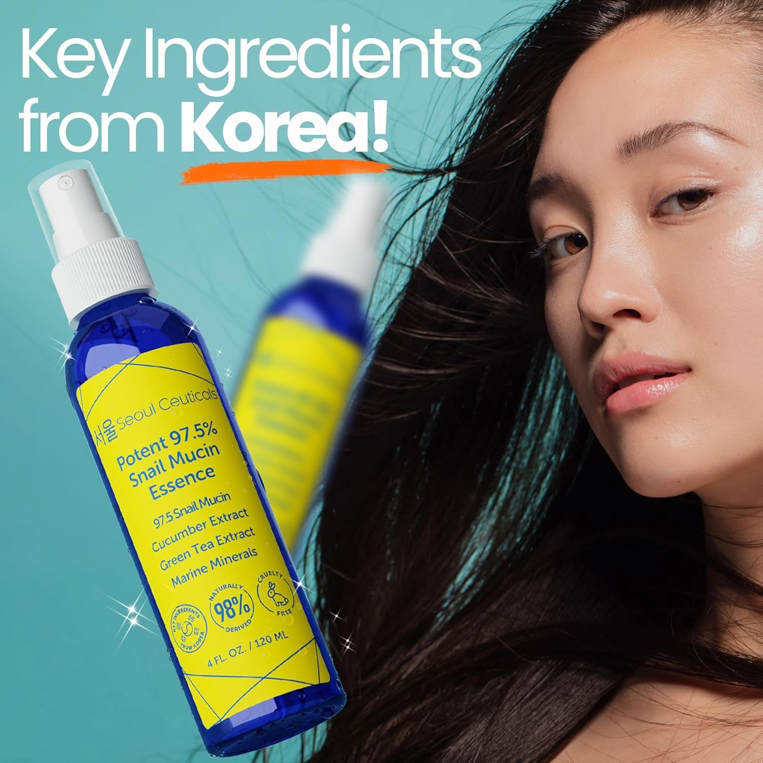 SeoulCeuticals Snail Mucin 97.5% Essence Face Mist – Cucumber, Marine Minerals, Green Tea & Aloe Vera Hydrating Spray | 120ml | K-Beauty