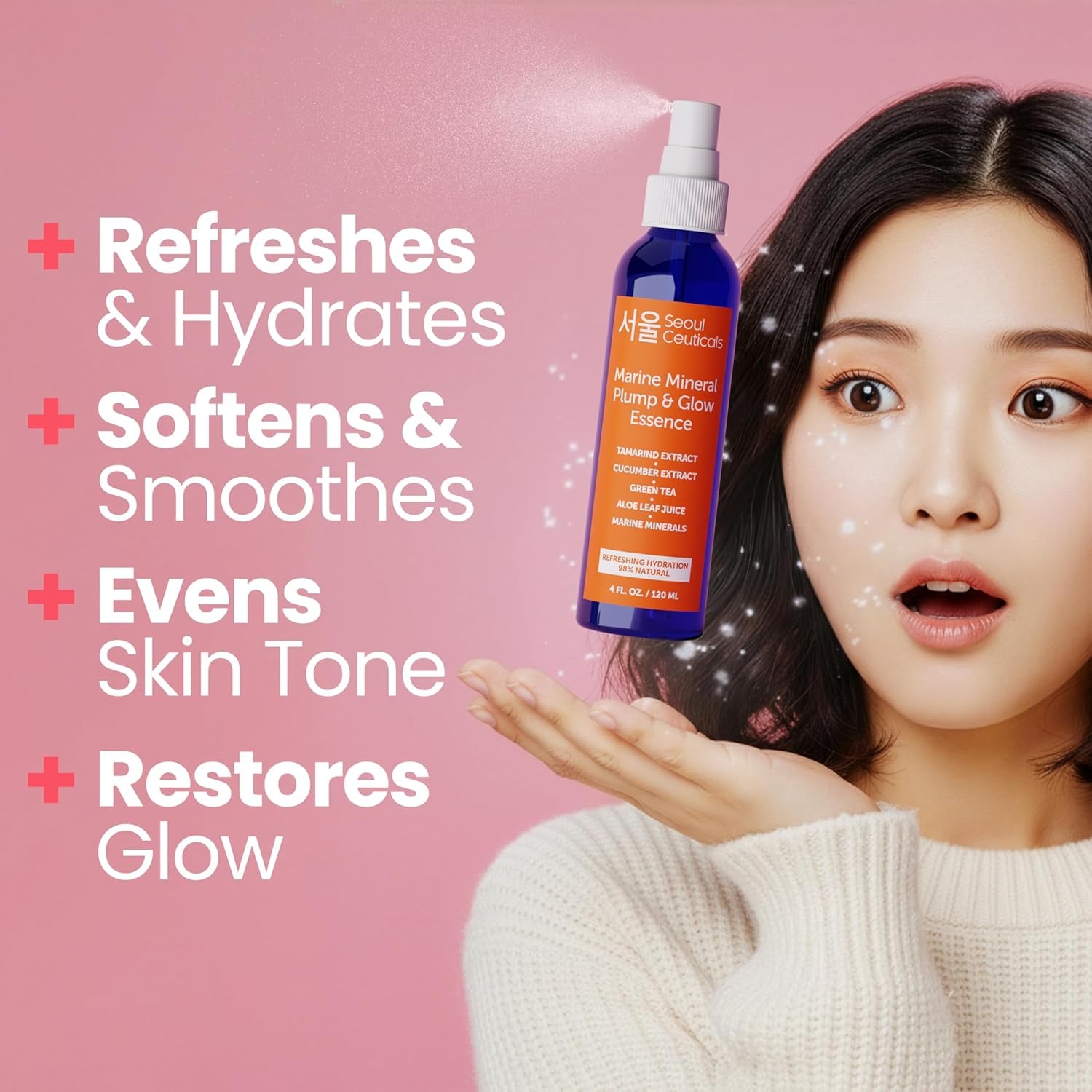 SeoulCeuticals Cucumber & Marine Mineral Essence Toner Mist – Aloe Vera Hydrating Face Spray for Healthy Glow | Xxml | K-Beauty