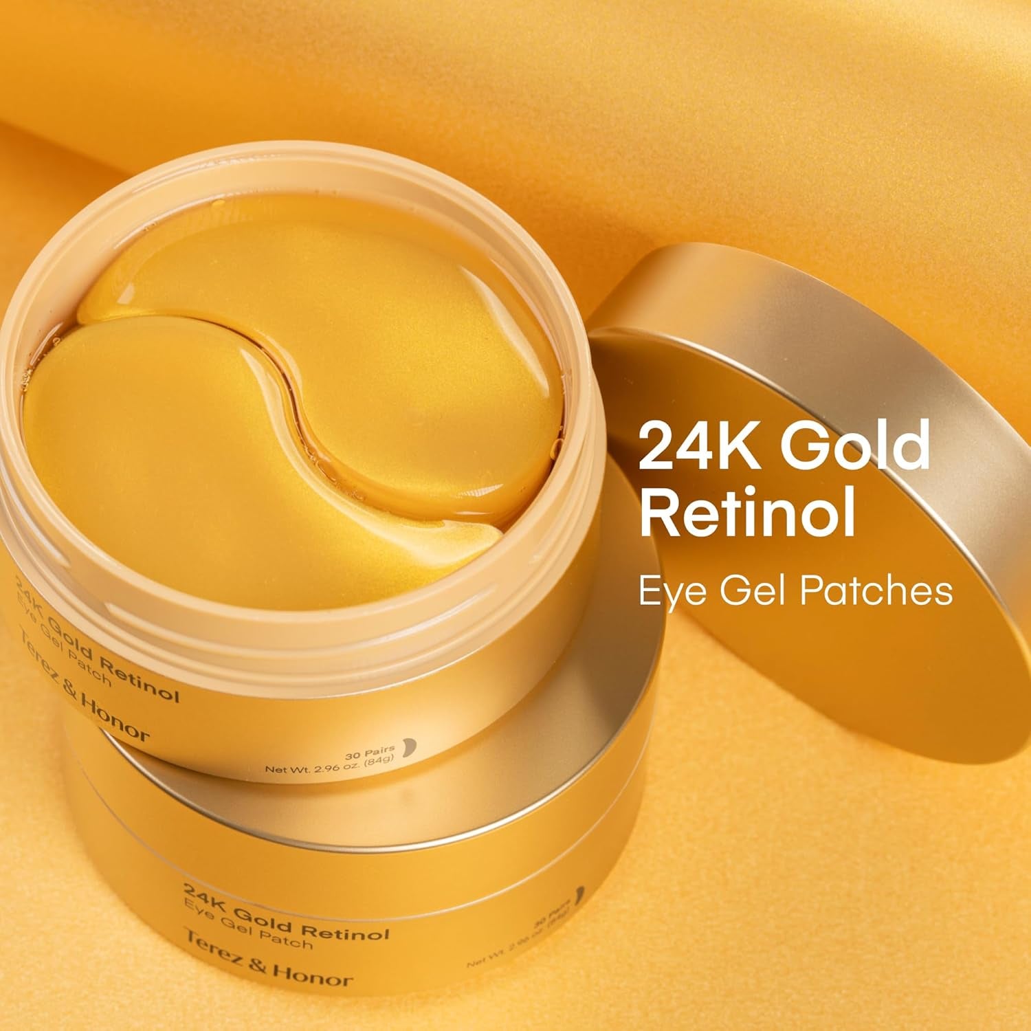 TEREZ & HONOR 24K Gold Retinol Eye Patches – Collagen Peptides for Wrinkles, Dark Circles & Firming | Korean Skincare | 60 Pairs