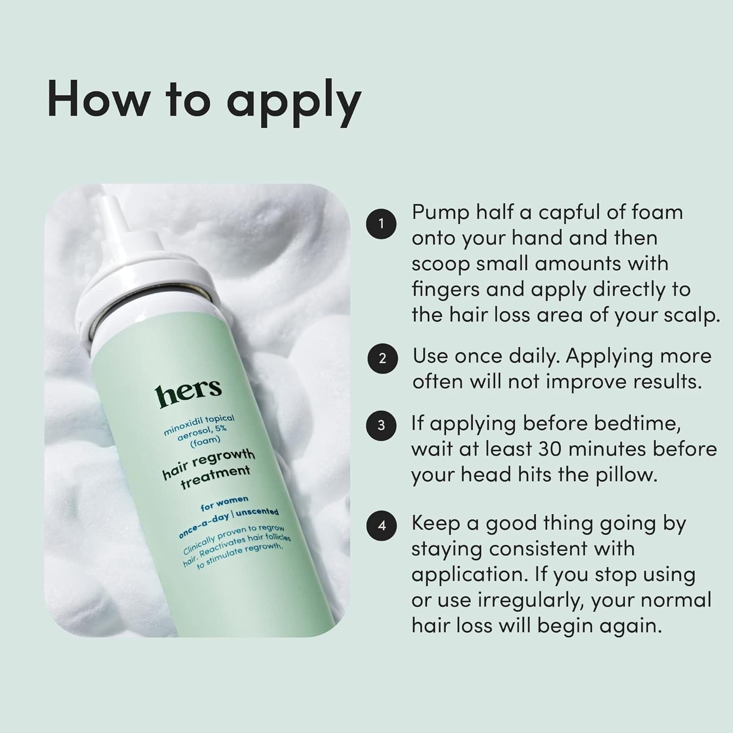 HIMS & HERS Hers Minoxidil Topical Aerosol, 5% (Foam) – Hair Regrowth Treatment for Women (2 Pack, 60g) | Clinically Proven to Restore Thinning Hair