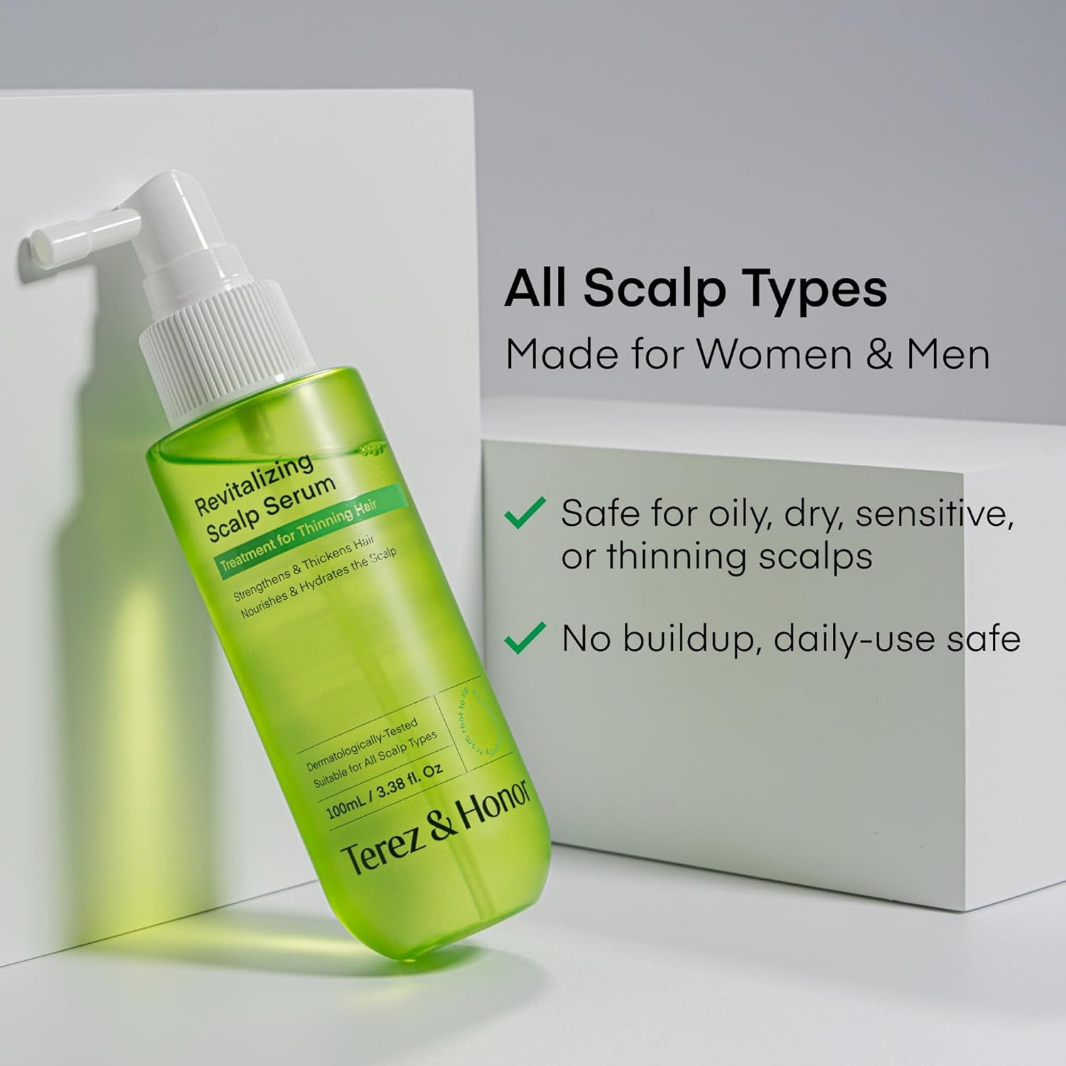Terez & Honor Korean Hair Growth Scalp Serum – Lightweight Spray for Hair Loss, Thinning & Itchy Scalp | Vegan | 100ml