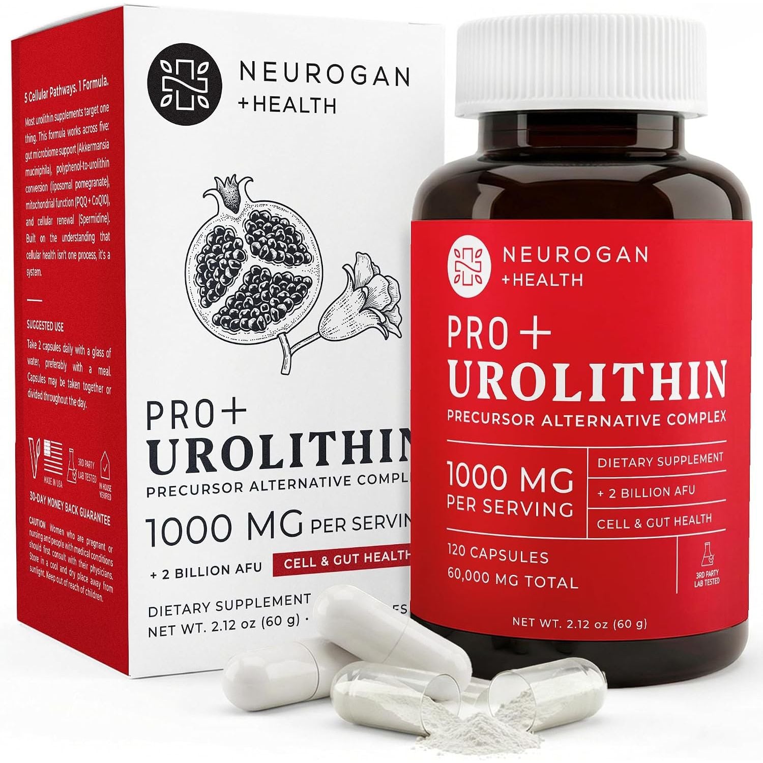 Neurogan Pro+ Urolitina A Suplemento Dietético – 120 Cápsulas | 1000mg Apoyo Avanzado para la Salud Celular y Muscular