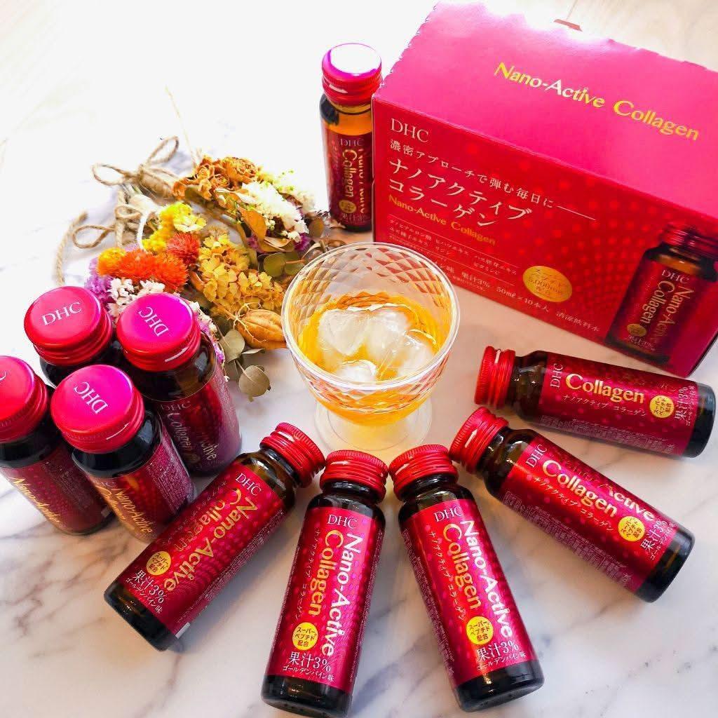 Bebida de colágeno activo DHC Nano – 10 botellas | Mejora la salud e hidratación de la piel