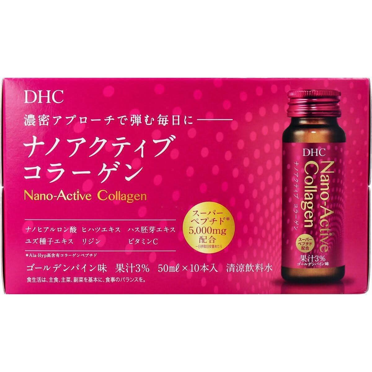 Bebida de colágeno activo DHC Nano – 10 botellas | Mejora la salud e hidratación de la piel