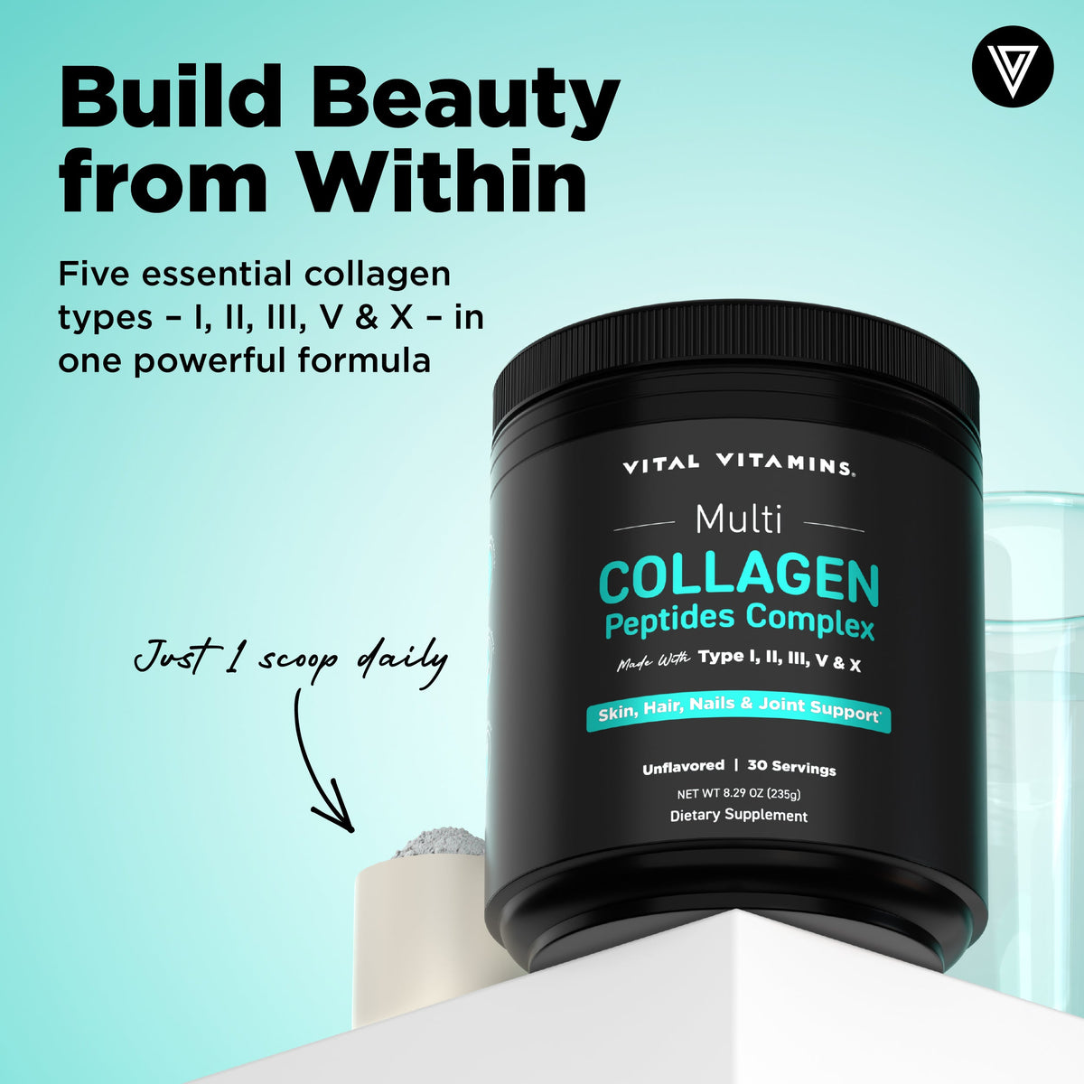 Vital Vitamins Multi Collagen Peptides Powder – 235g, 30 Servings