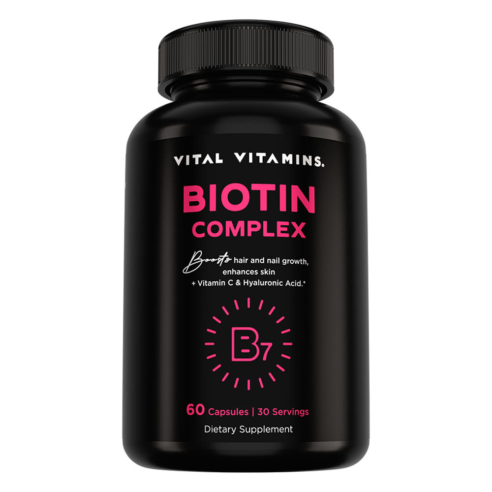 Vital Vitamins Biotin Complex with Collagen & Hyaluronic Acid – 60 Capsules