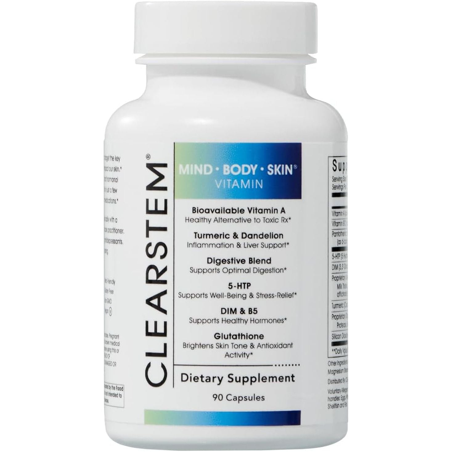 CLEARSTEM MIND·BODY·SKIN® Vitamin (with 5-HTP) – 90 Capsules | Hormonal Acne Relief, Mood Support & Clear Skin from Within