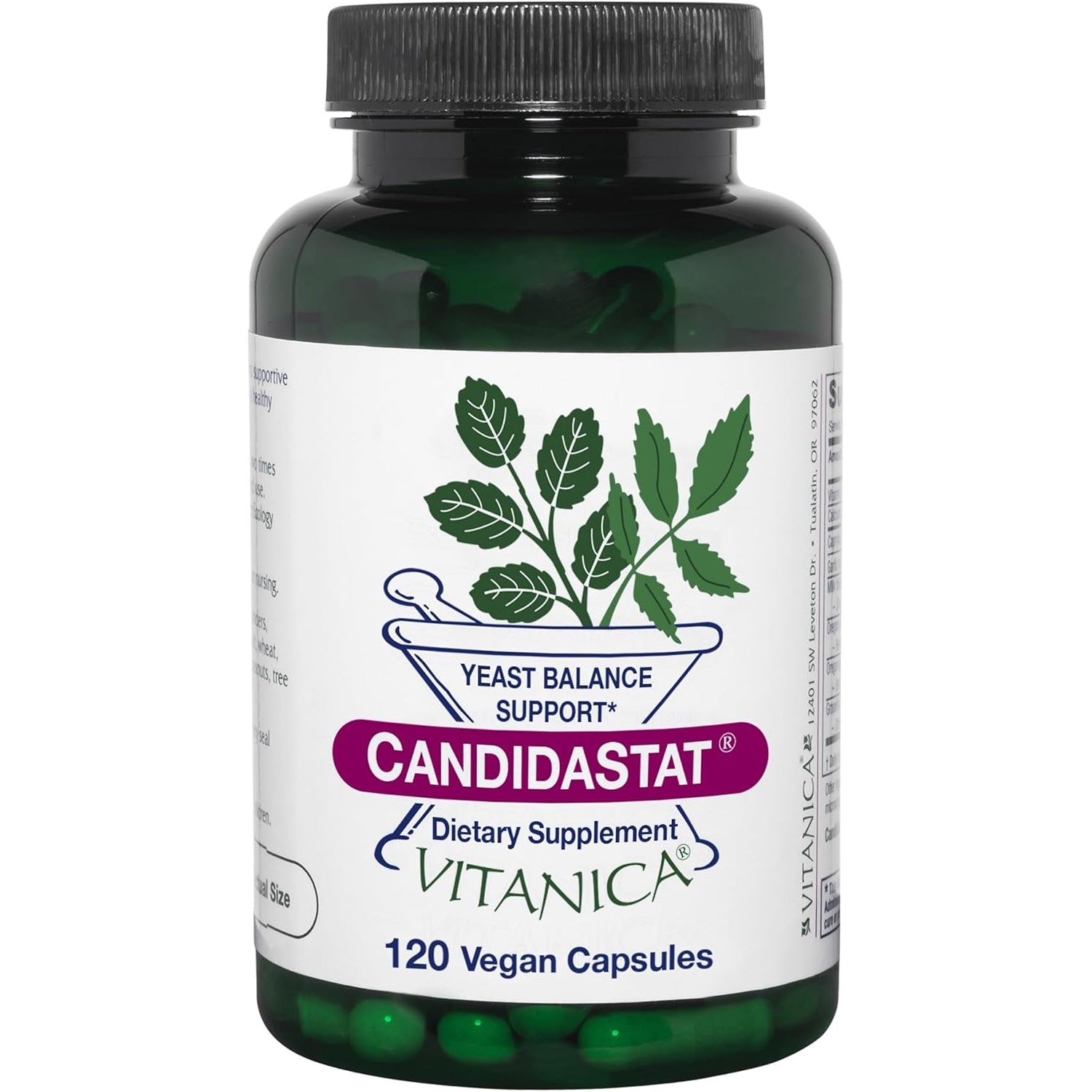 Vitanica Candidastat, Yeast Balance Supplement and Support, Vegan, 120 Capsules