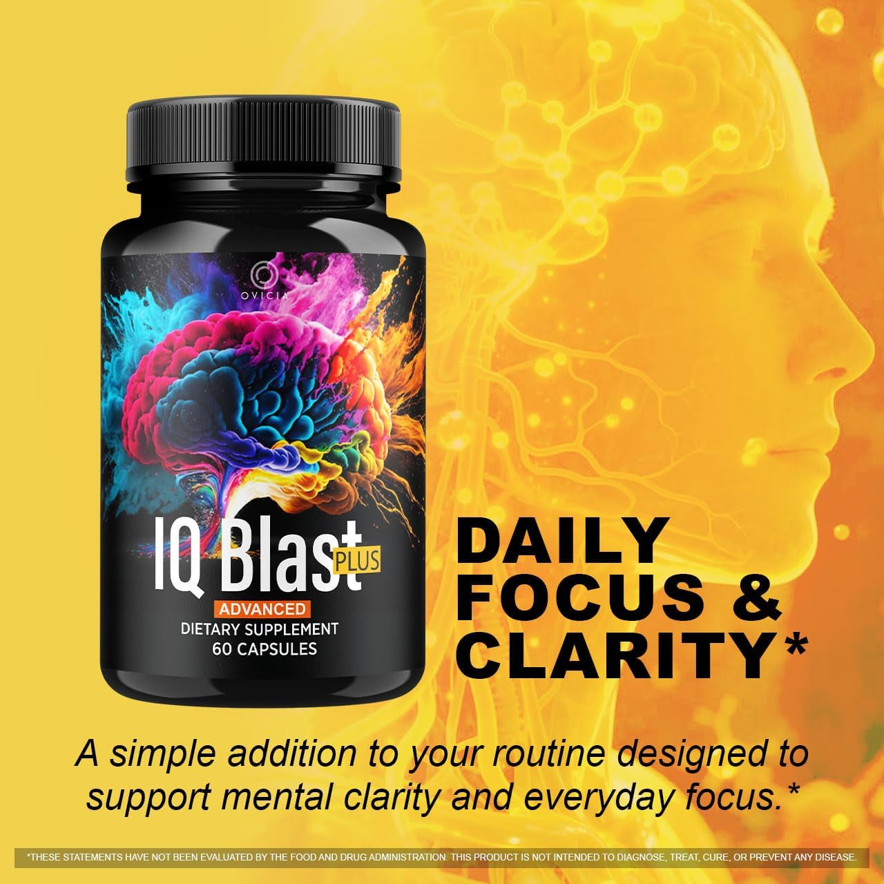 IQ Blast plus - Iqblast plus Capsules Support Advanced Formula Reviews, Iqblastplus Pills Natural Ingredients Memory Support Daily Vitamins for Health and Wellness, 60 Capsules for 1 Month
