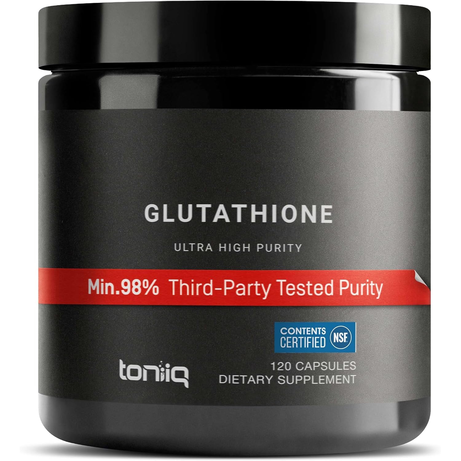 Toniiq NSF Certified Ultra High Strength Glutathione Capsules - 1000Mg Concentrated Formula - 98%+ Purified and Bioavailable - Non-Gmo Fermentation - 120 Capsules Reduced Glutathione Supplement