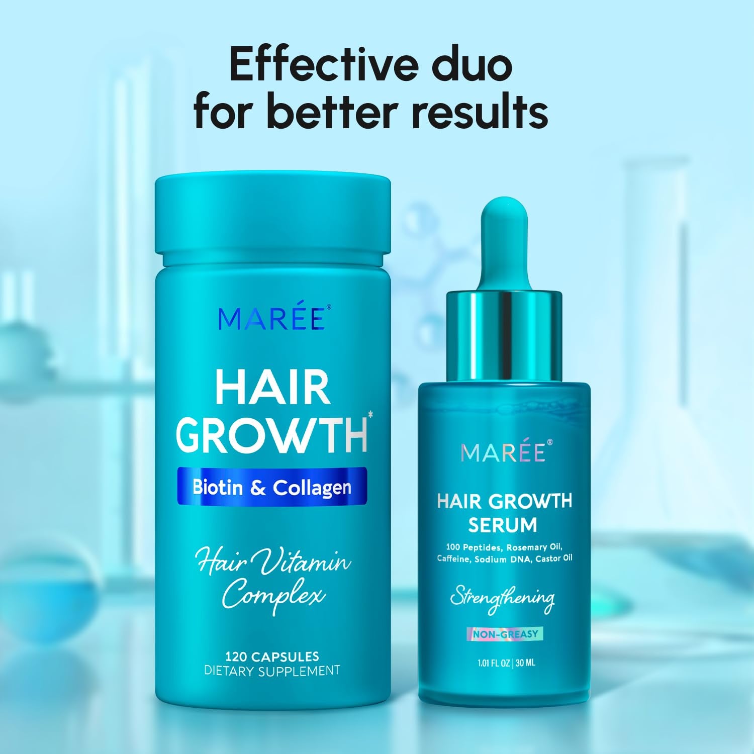 MAREE Hair Growth Serum – Caffeine, Peptides & Rosemary Oil for Thicker, Fuller Hair | 120ml