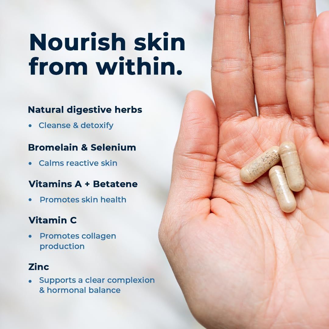 VitaMedica Clear Skin Formula – 60 Capsules | Vegan Supplement for Breakout-Prone Skin