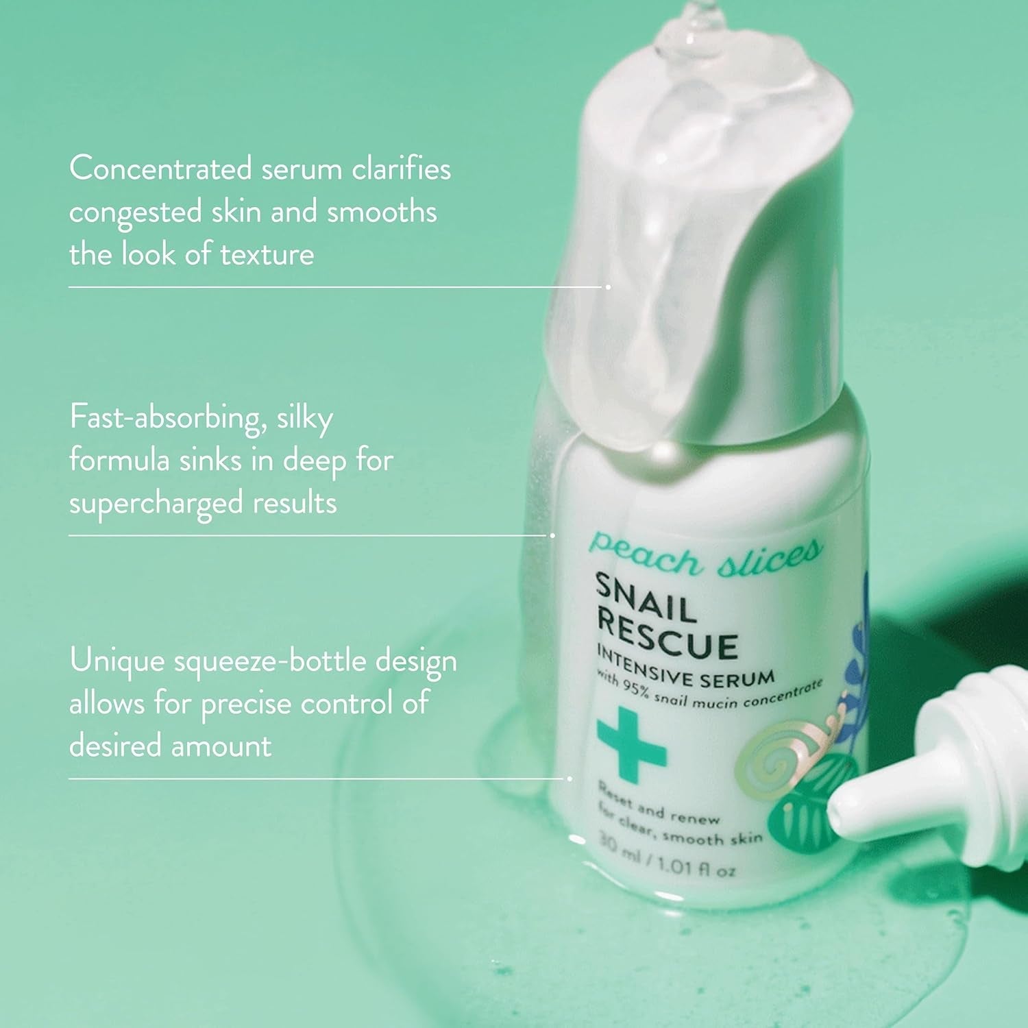 Peach Slices Snail Rescue Intensive Serum – 30ml | 95% Snail Mucin for Hydration, Clarity & Radiance