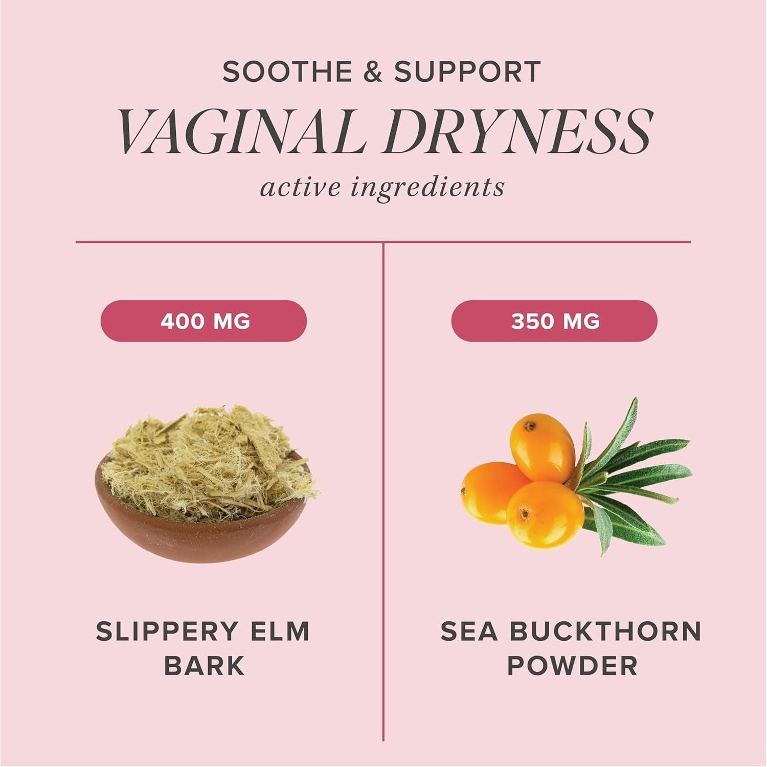 SMNutrition Slippery Elm Bark & Sea Buckthorn – 60 Capsules | Natural Vaginal Moisture & Intimate Wellness
