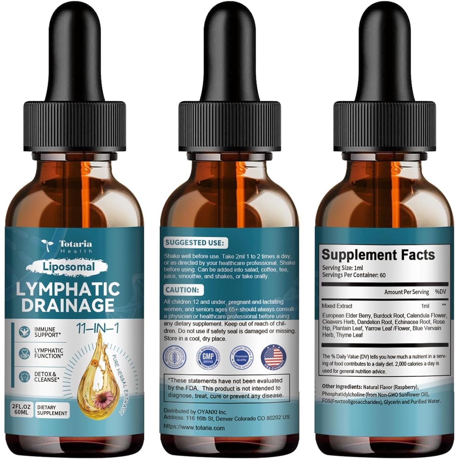 Totaria Liposomal Lymphatic Drainage – 60ml | 11-in-1 Herbal Blend for Detox, Immunity & Fluid Balance