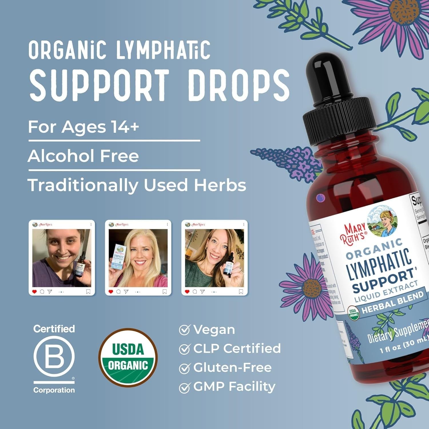 MaryRuth Organics Lymphatic Support Liquid Extract – 30ml | Herbal Detox & Immune Support