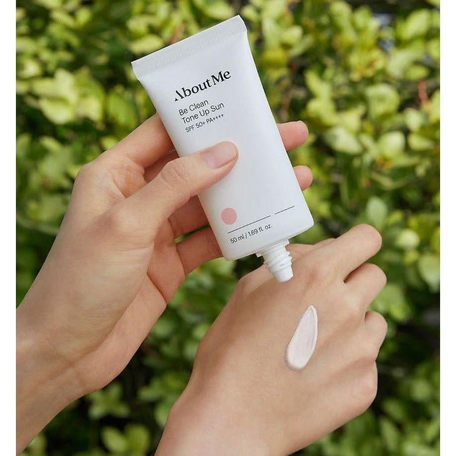 [About Me] Be Clean Tone Up Sun SPF 50+ PA++++ - 50ml Physical Sunscreen with Niacinamide for Brightening Protection - Glam Global UKAbout Me