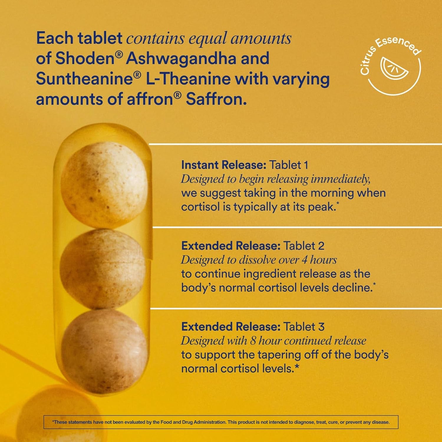 Ritual Stress Relief Supplement - Ashwagandha, L-Theanine, & Saffron - Helps Reduce Stress, Manage Cortisol, Promotes Calm, Relaxation* - All Day Support* - Vegan - Citrus - 30 Capsules - 30 Servings