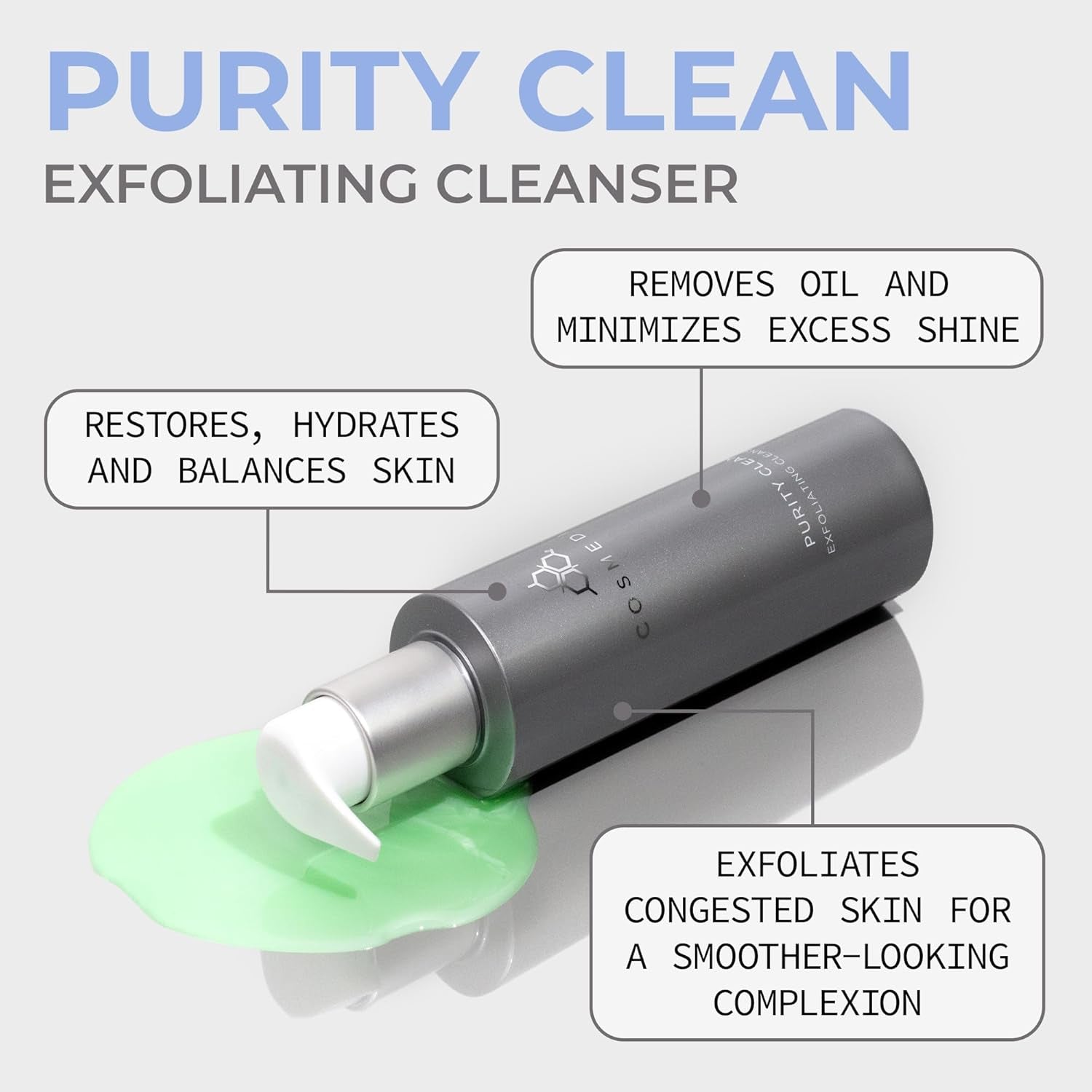 COSMEDIX Purity Clean Exfoliating Cleanser – 120ml | Gentle Exfoliation for Radiant, Smooth Skin