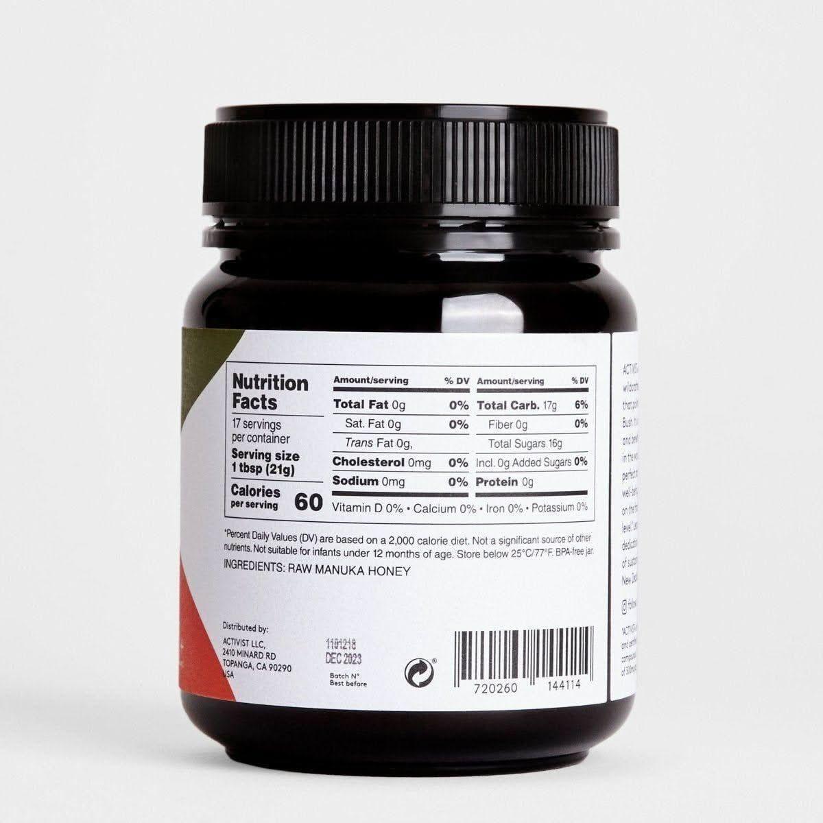 Activist Mānuka Raw Manuka Honey 300+ MGO - 340g - Glam Global UKActivist Mānuka