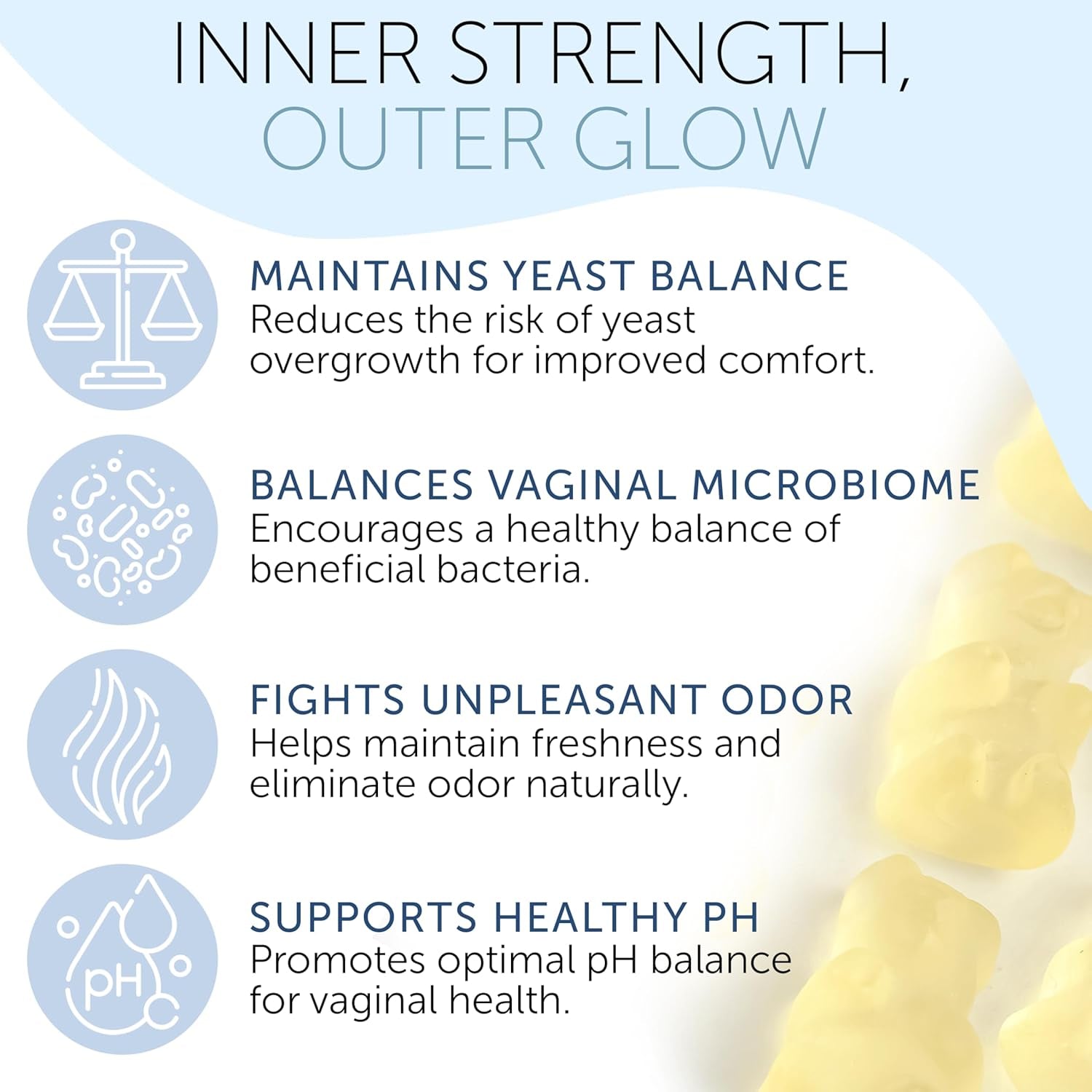 Terramed Just Think Comfort Vaginal Probiotic Gummies – Prebiotics for pH Balance, Odour Control & Feminine Health | Pineapple | 60 Gummies