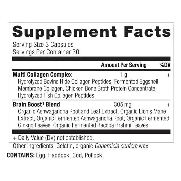 Ancient Nutrition Multi Collagen Protein Brain Boost (90 Capsules) - Glam Global UKAncient Nutrition