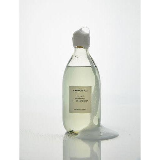 AROMATICA Inspirit Body Wash Basil & Bergamot 300ml - Glam Global UKAROMATICA