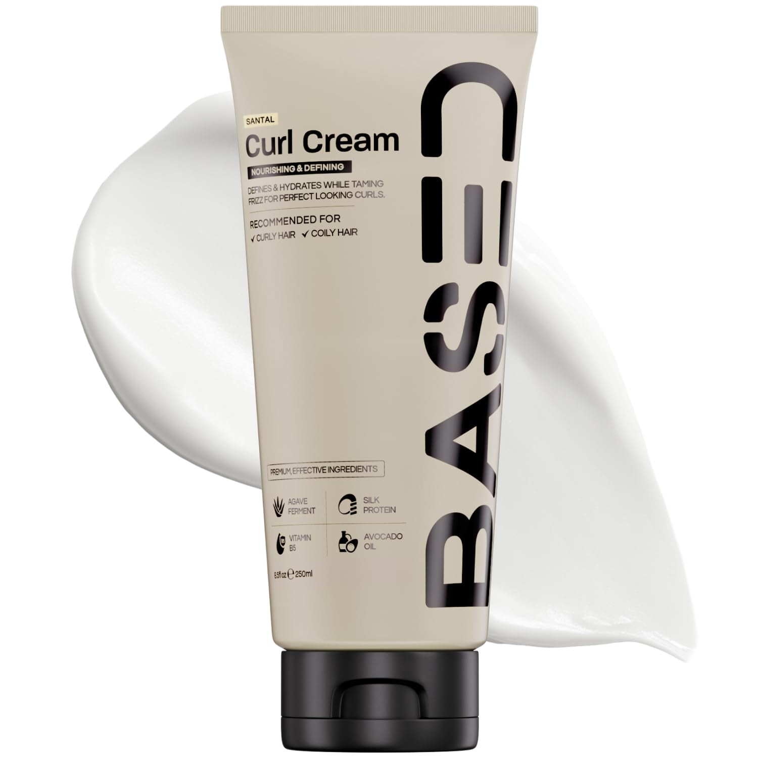 BASED Curl Defining Cream for Men – 241g | Agave, Silk Protein & Castor Oil | Medium Hold | Hydrating & Nourishing | No Harsh Chemicals