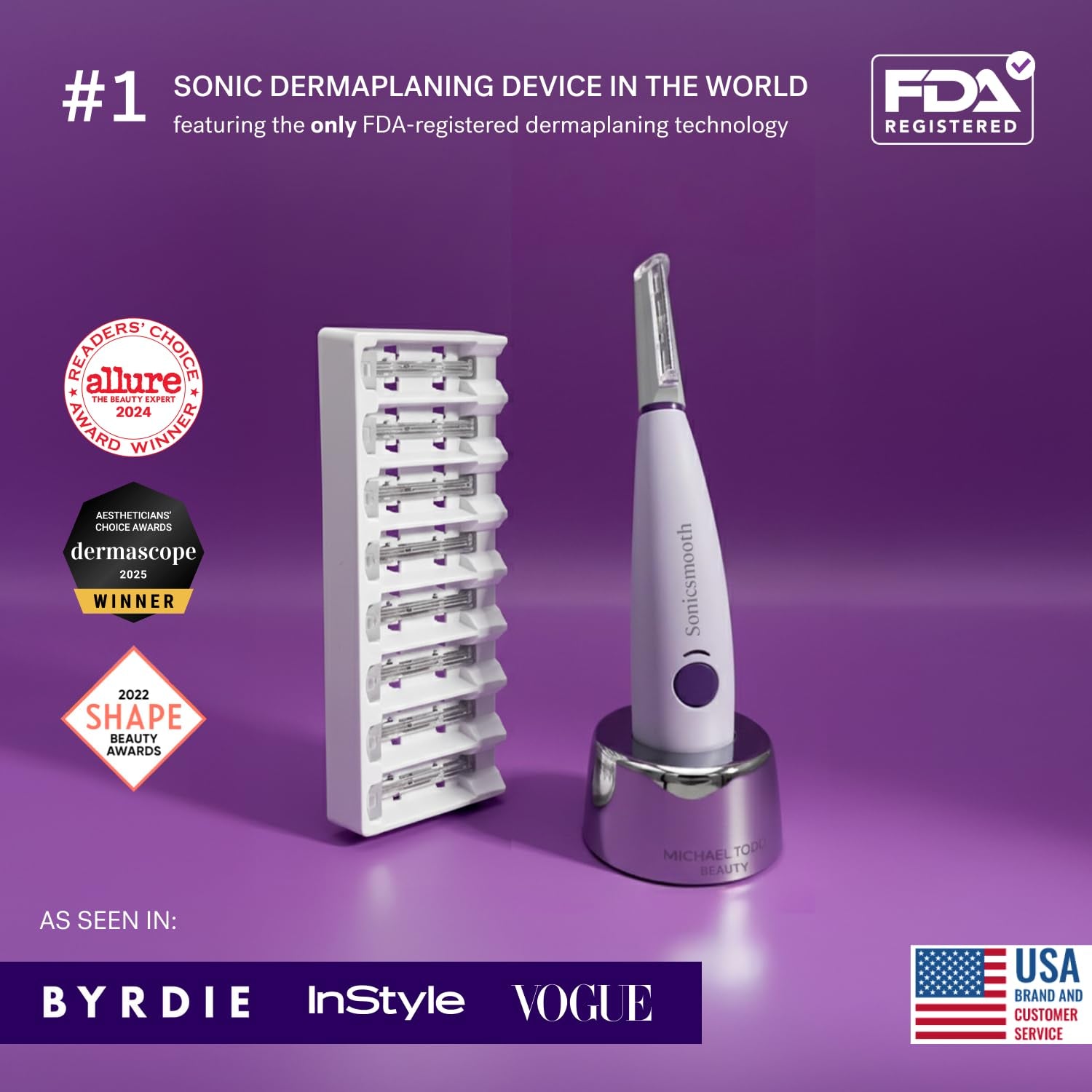 Michael Todd Beauty Sonicsmooth Dermaplane Razo - 8 Weeks of Dermaplaning Blades