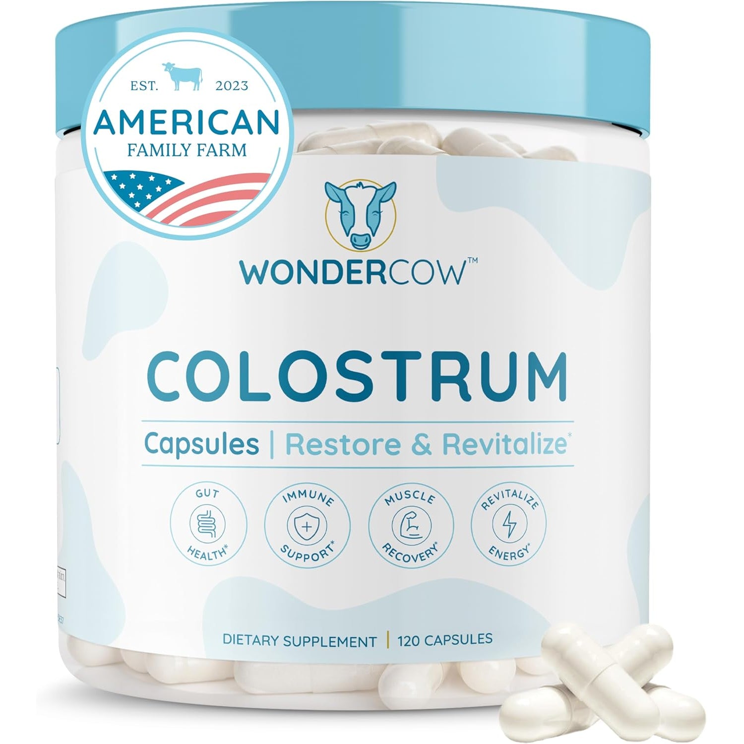 WONDERCOW Bovine Colostrum Capsules – 30 Servings | Natural IgG & Immune Support | Gut Health & Whole-Body Wellness Superfood